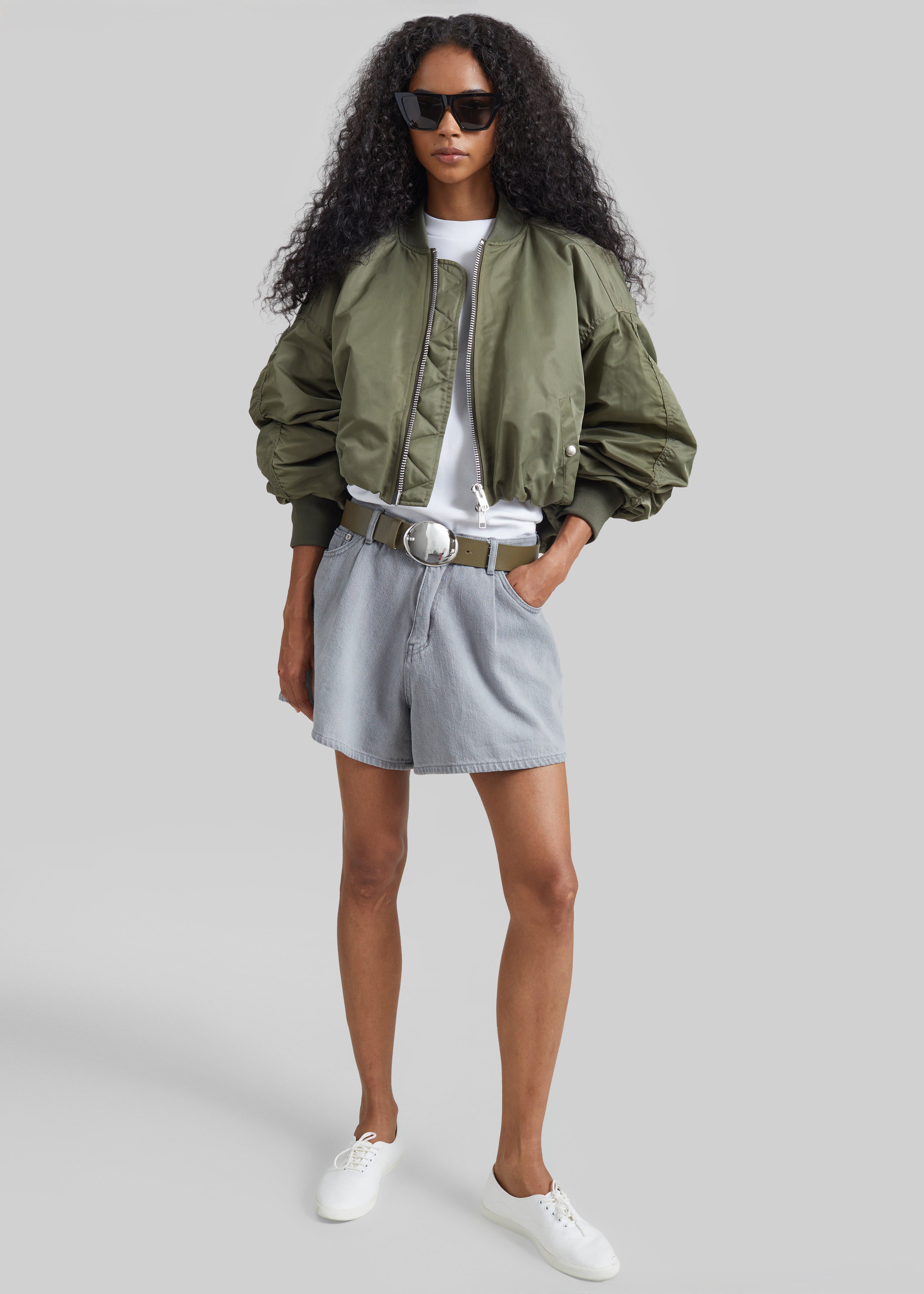 Skagen Cropped Trapeze Bomber Jacket - Olive - 3