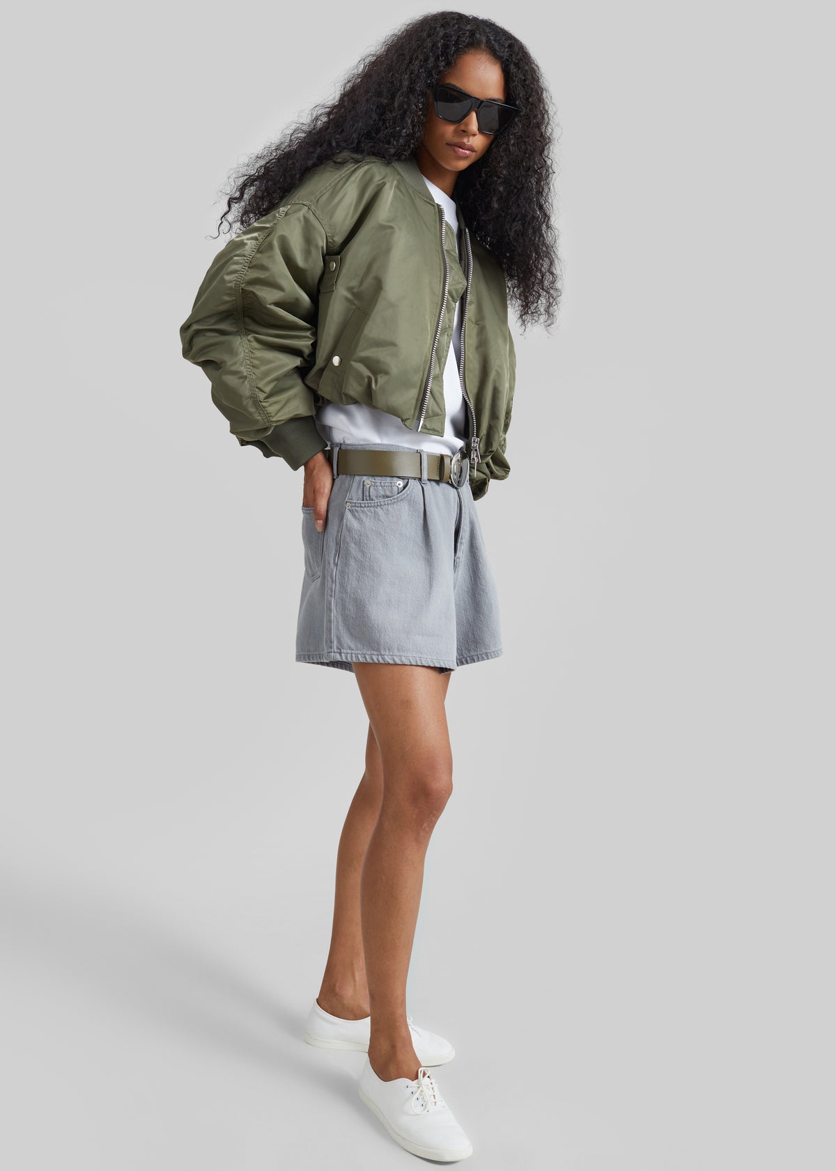 Skagen Cropped Trapeze Bomber Jacket - Olive - 4