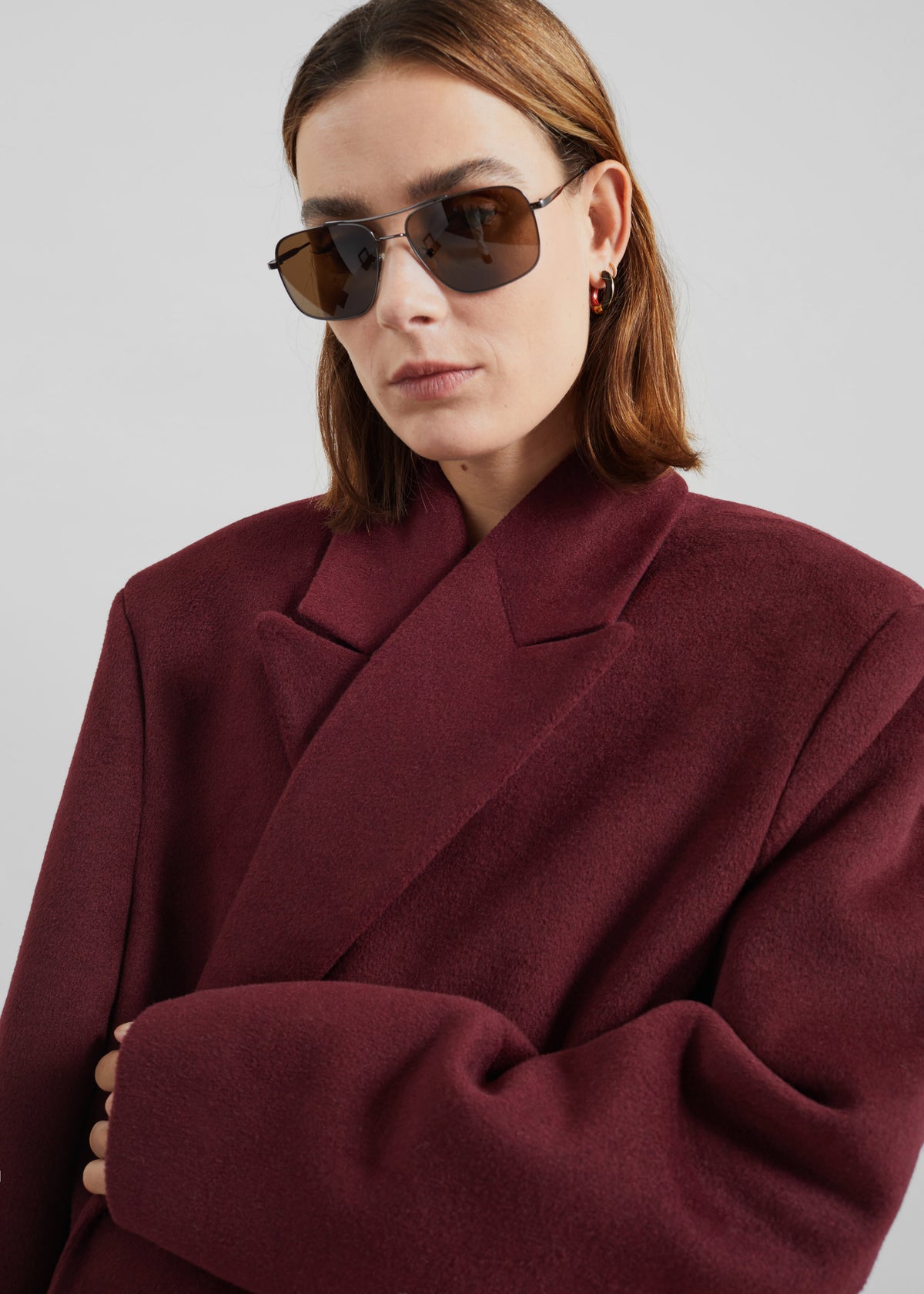 Skaila Double-Breasted Coat - Burgundy - 4