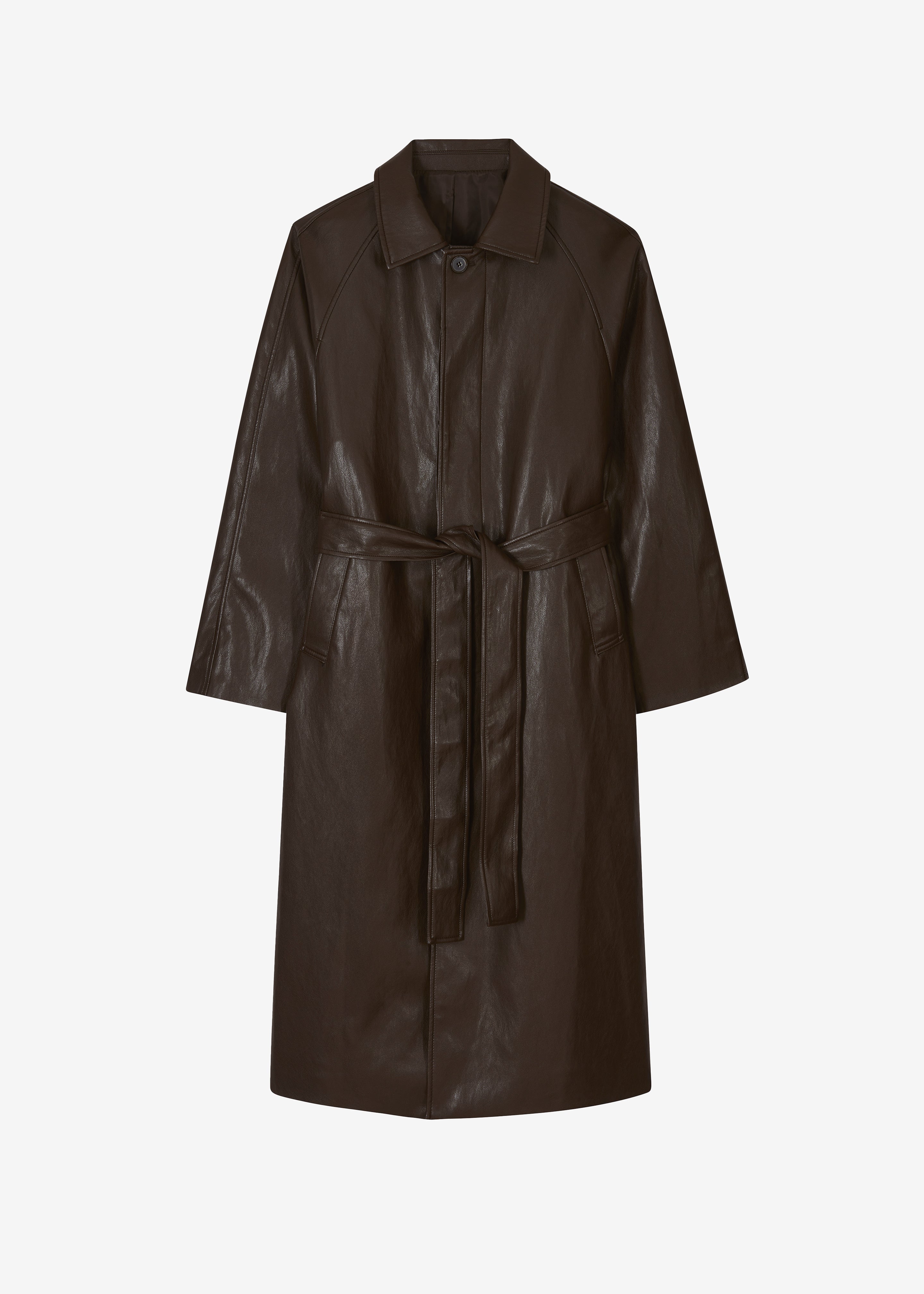 Skane Faux Leather Trench - Brown - 9