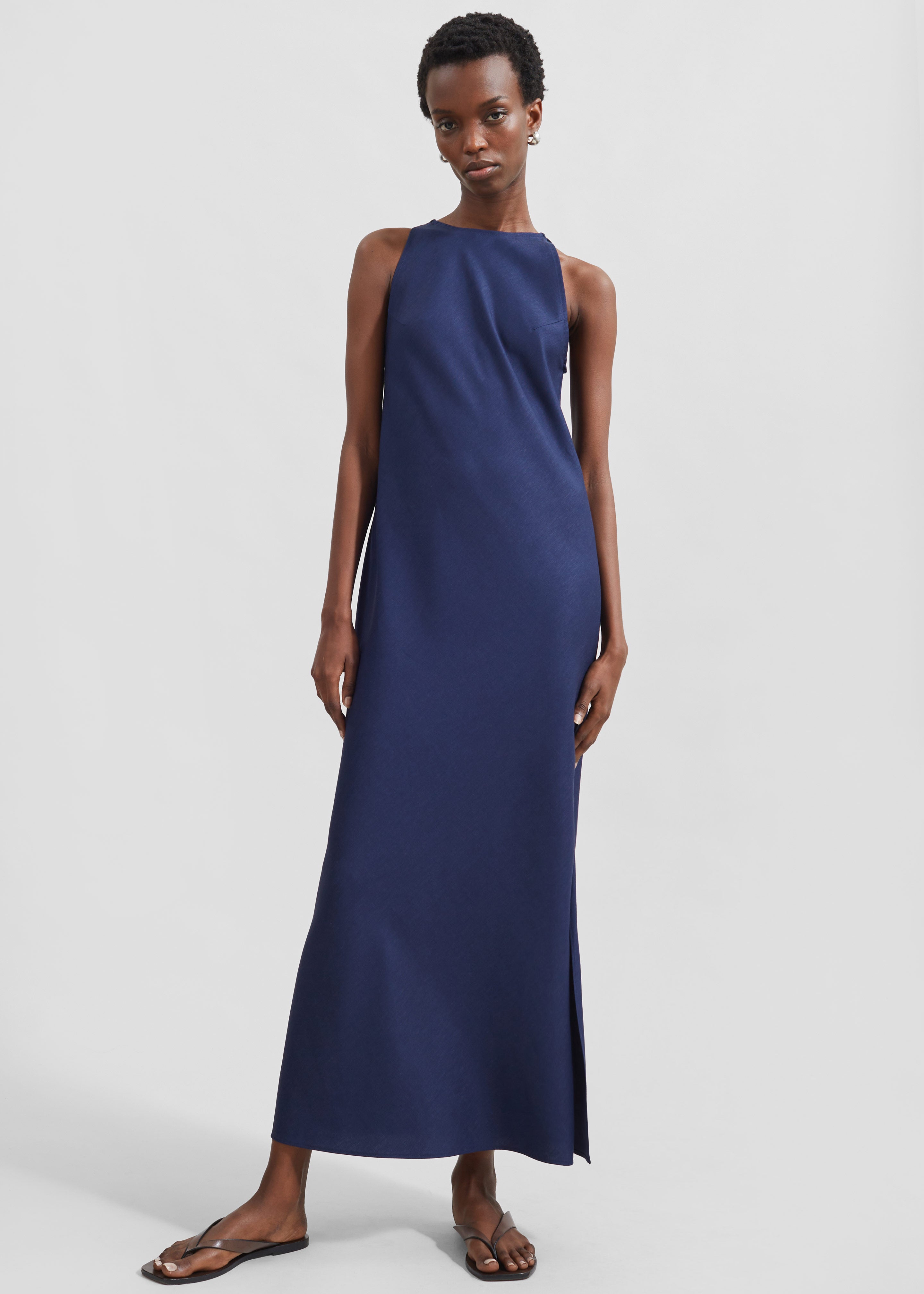 Skien Halterneck Maxi Dress Blue The Frankie Shop