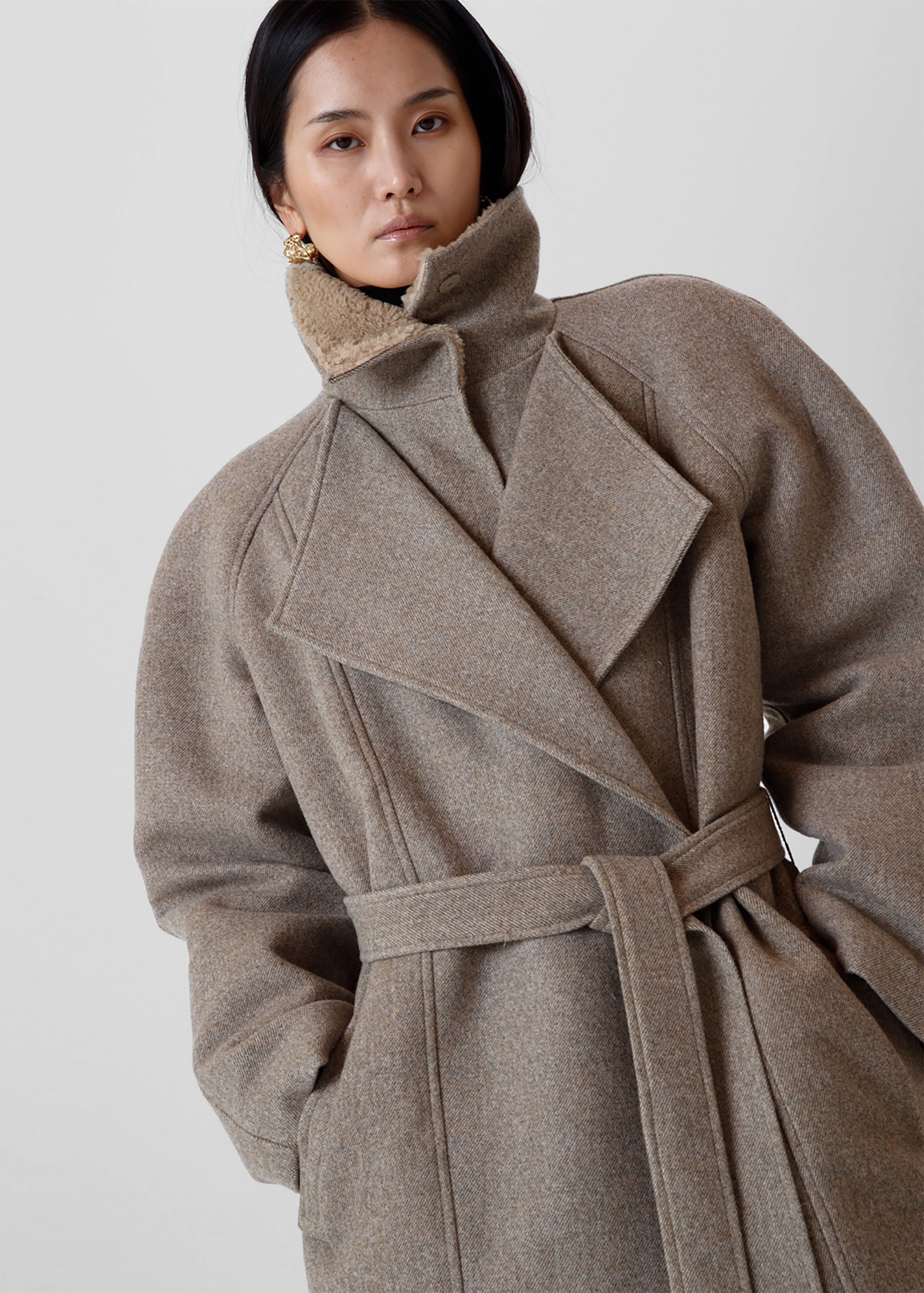 Skive Padded Short Coat - Beige Melange - 8