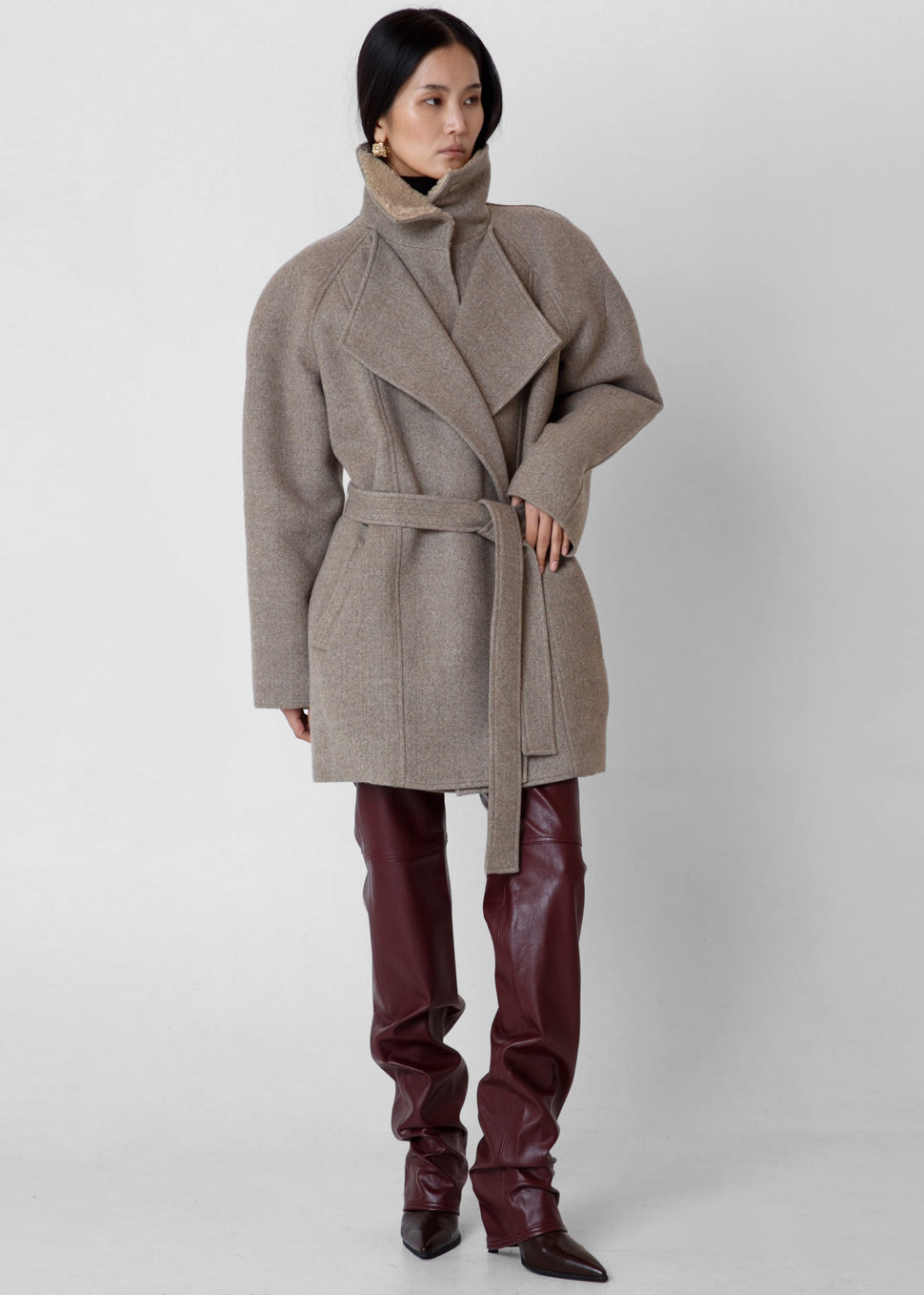 Skive Padded Short Coat - Beige Melange - 7