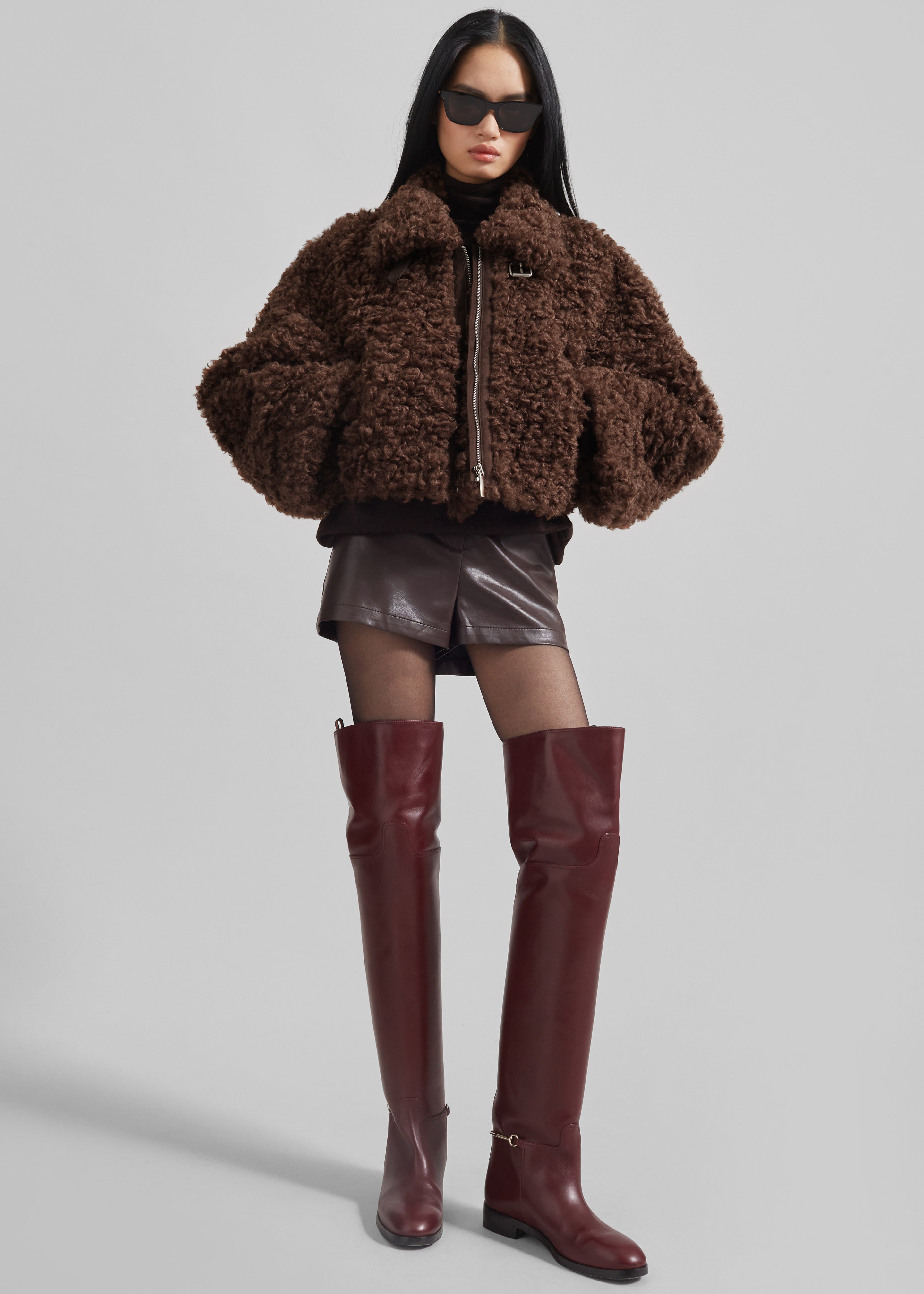 Skov Faux Shearling Jacket - Brown - 6