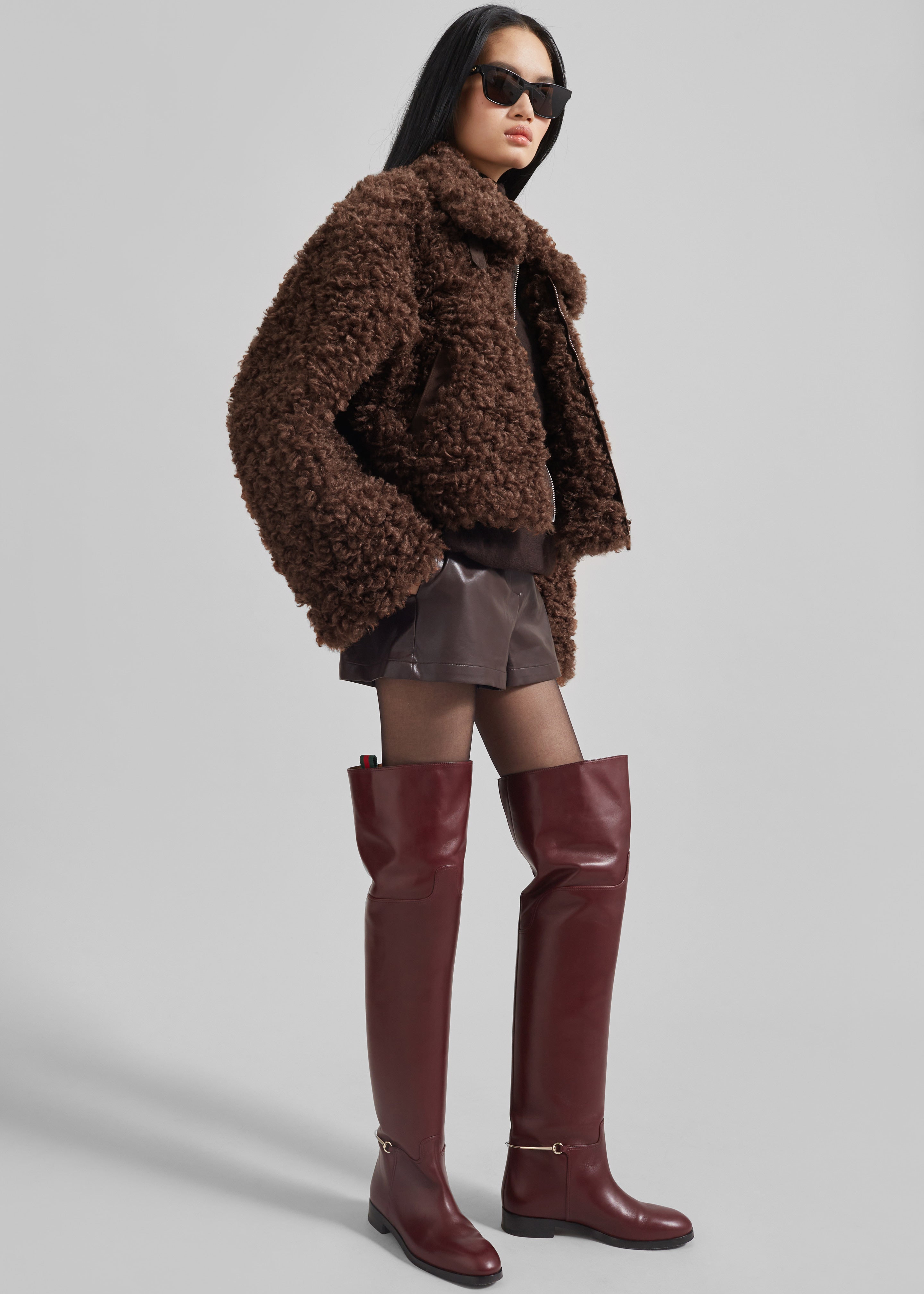 Skov Faux Shearling Jacket - Brown - 2