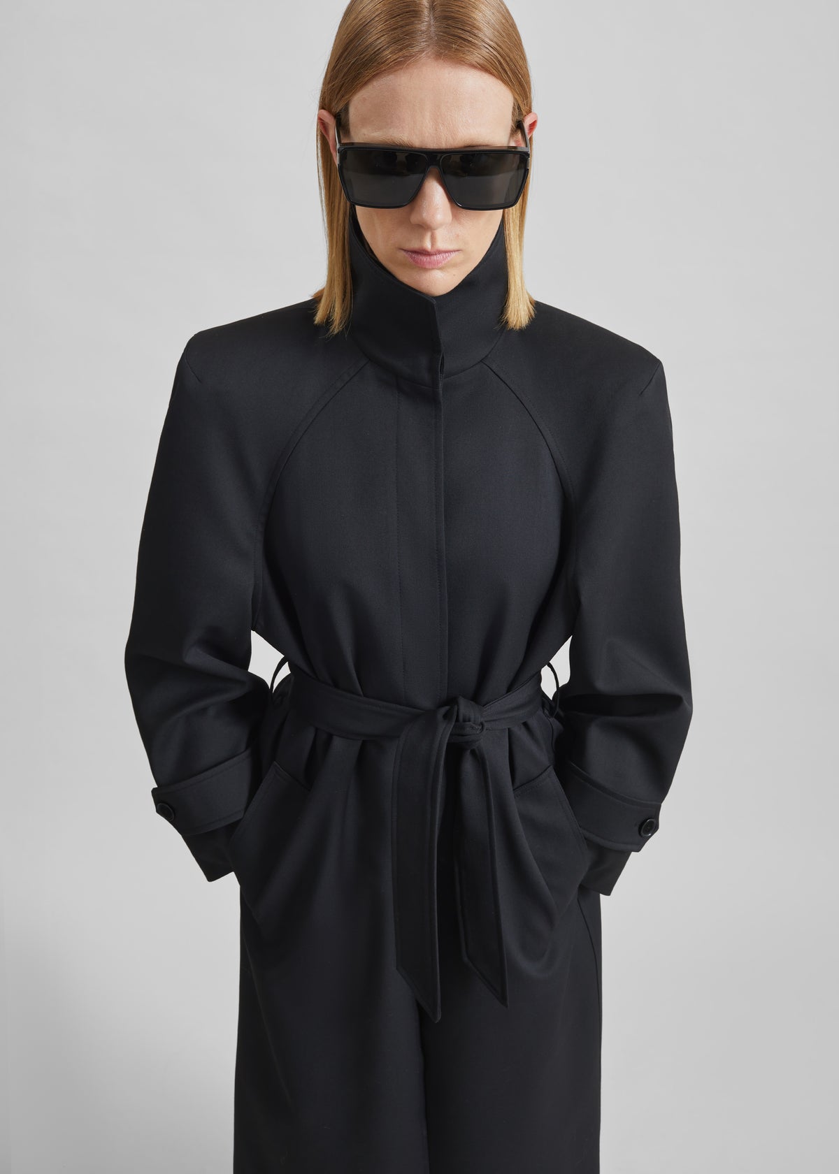 Skye Padded Trench Coat - Black