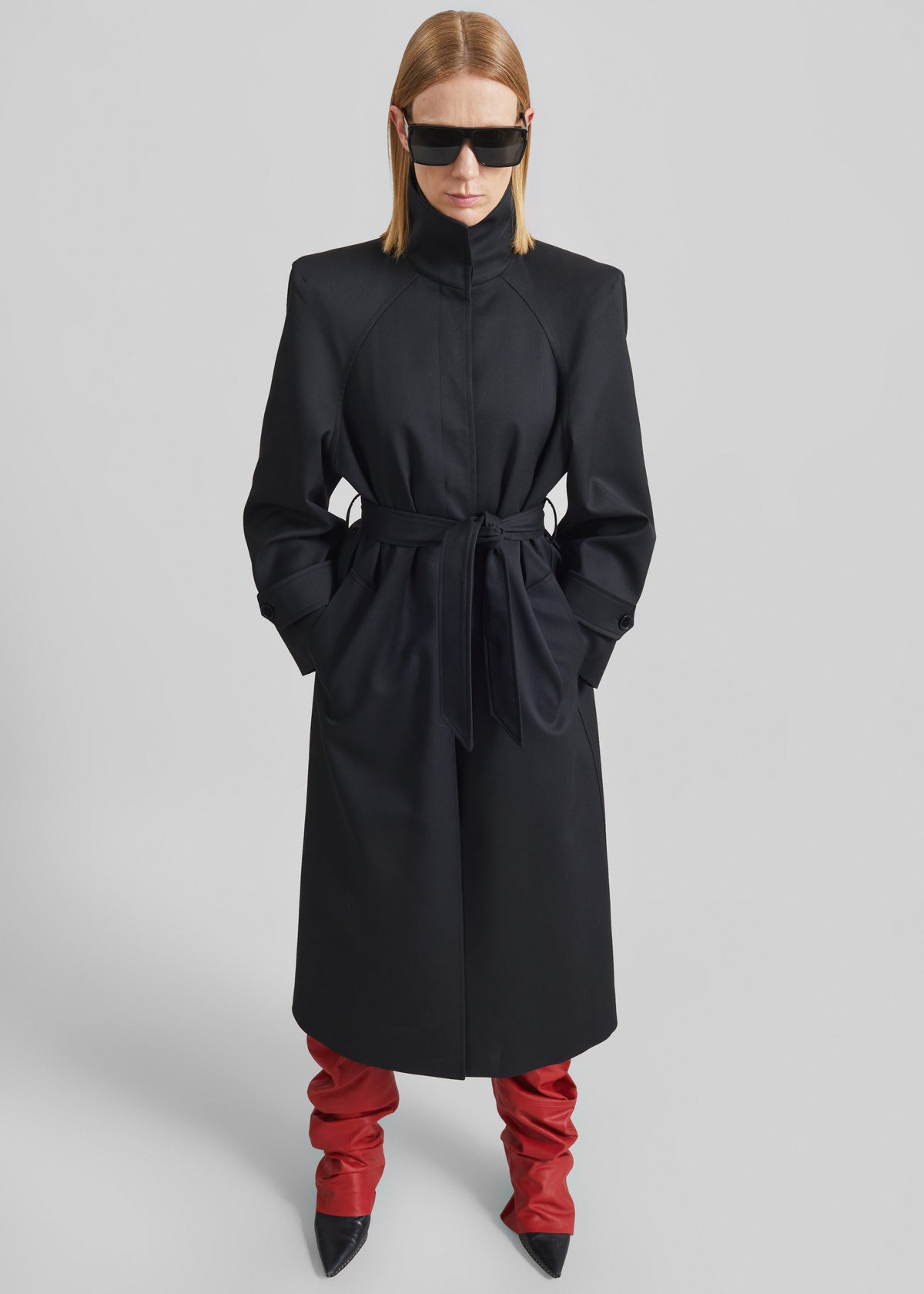 Skye Padded Trench Coat - Black
