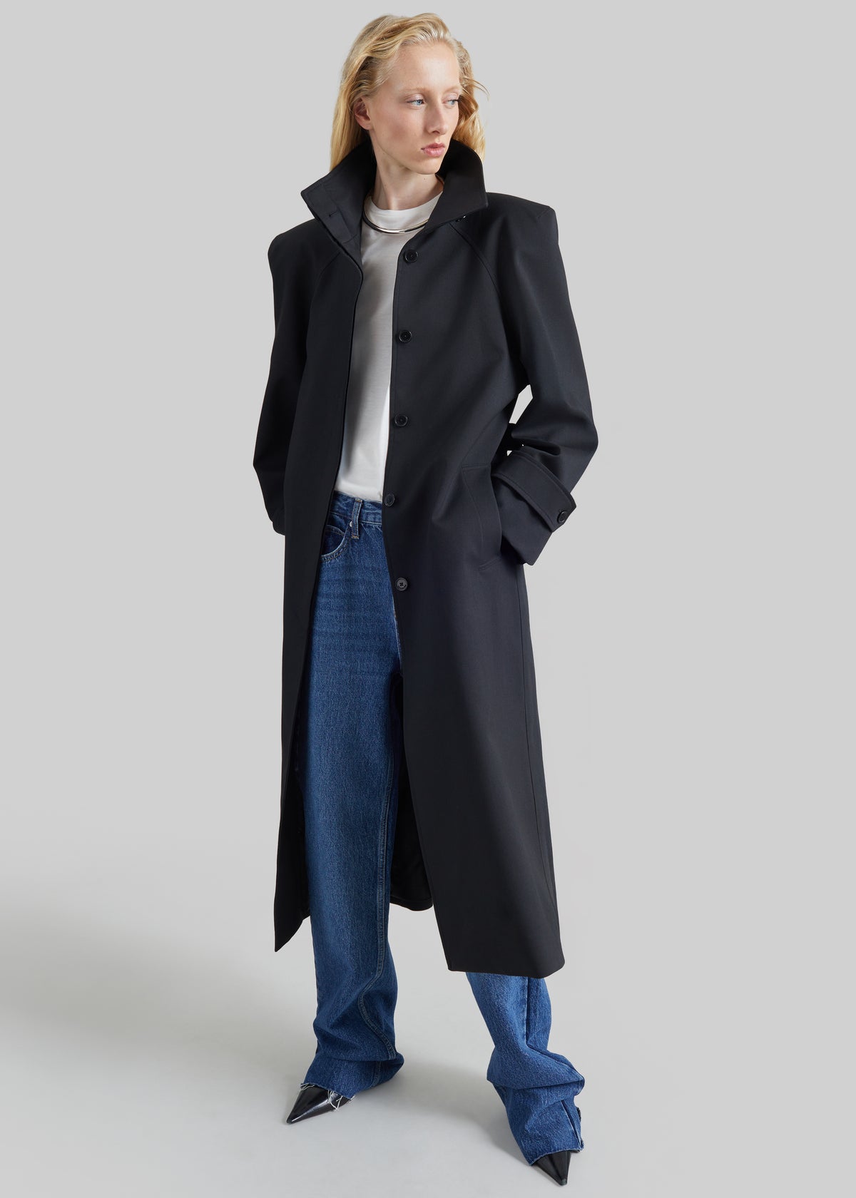 Skye Padded Trench Coat - Black