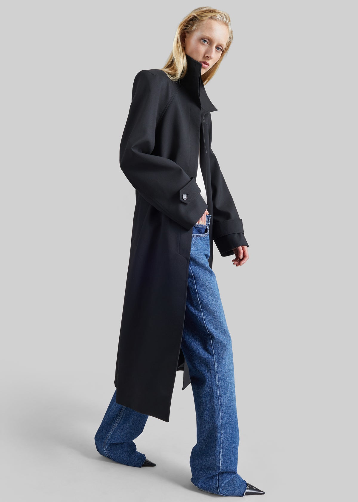 Skye Padded Trench Coat - Black