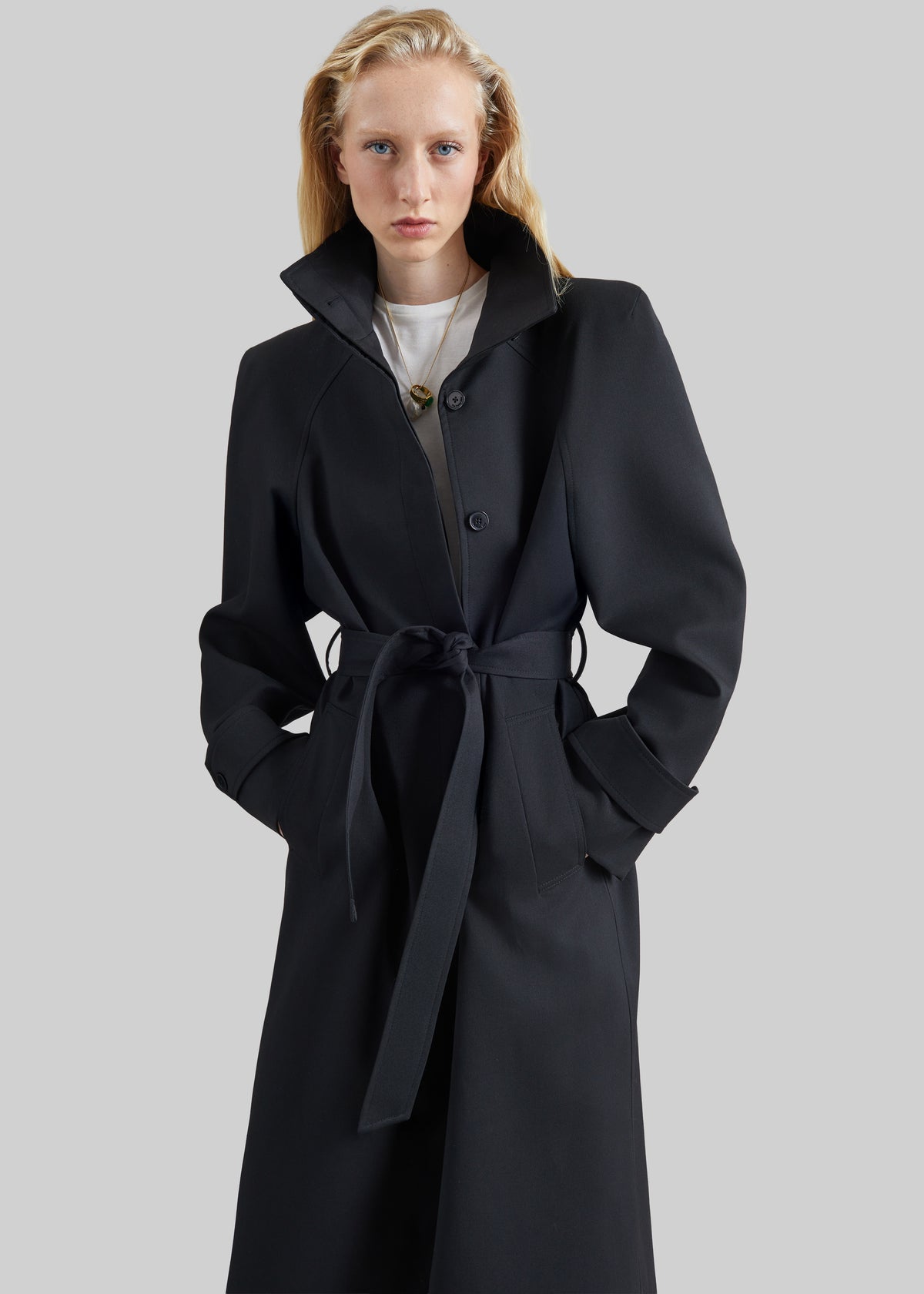 Skye Padded Trench Coat - Black