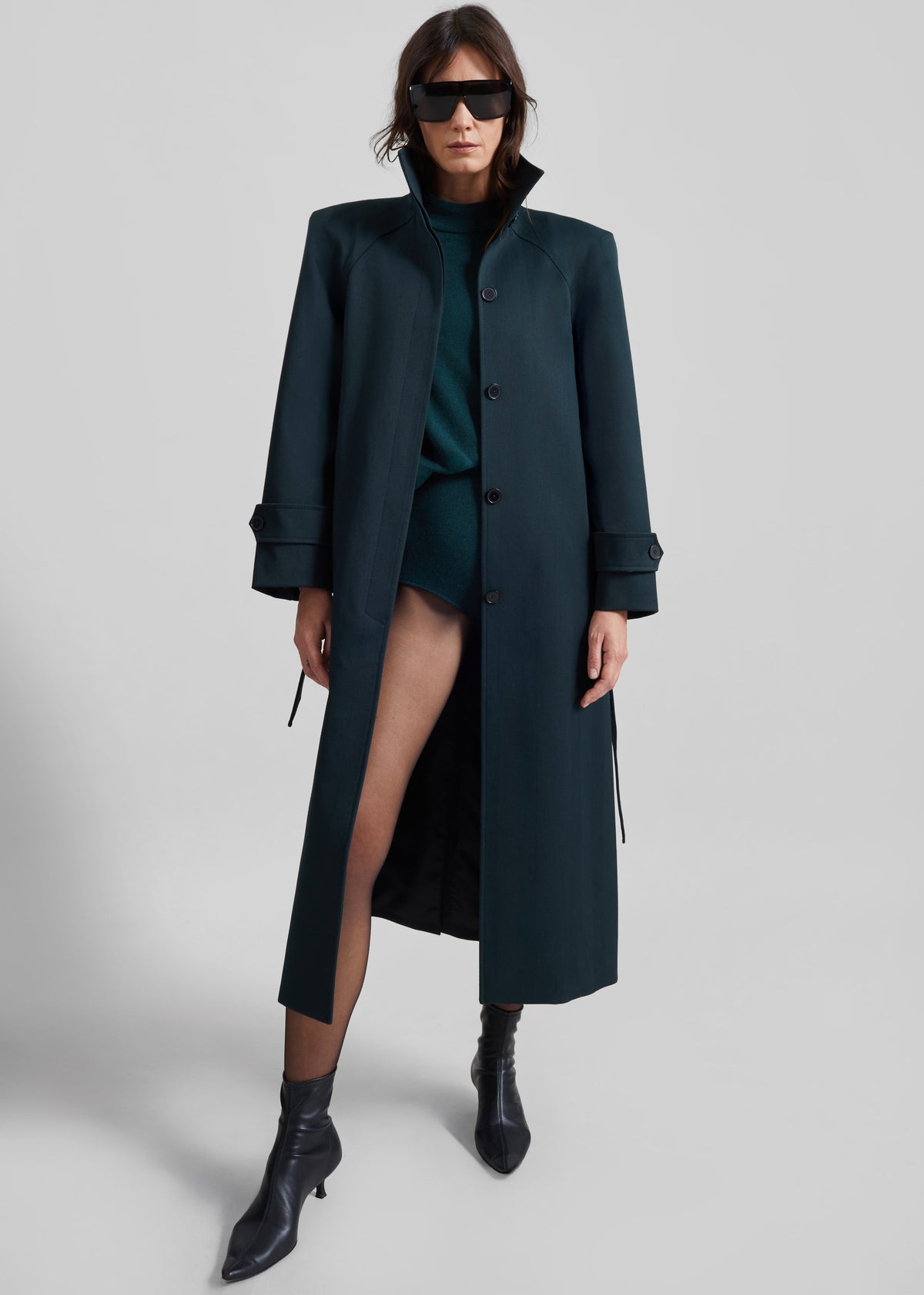 Skye Padded Trench Coat - Bottle Green