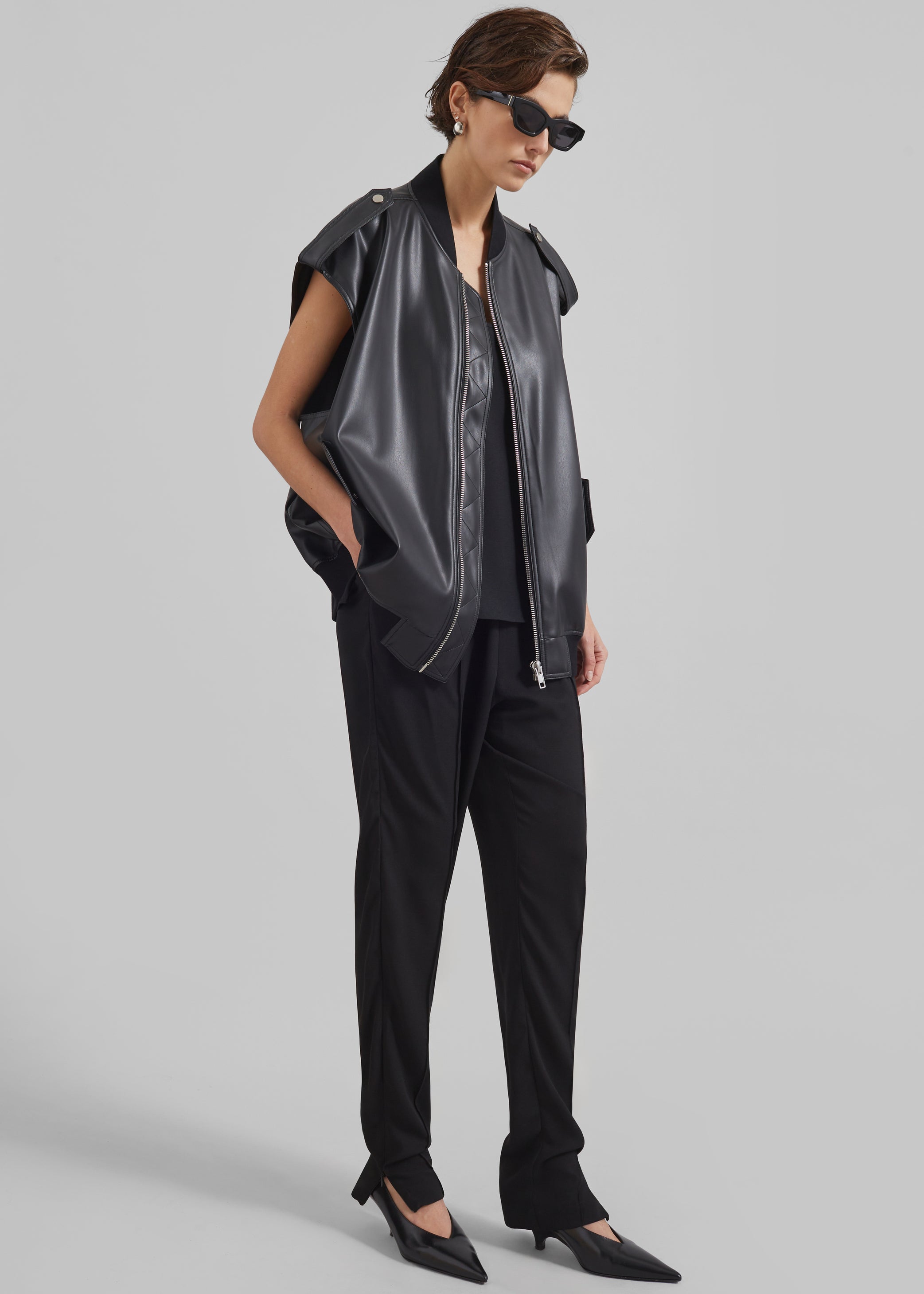 Shop the look image for Slane Sleeveless Faux Leather Jacket - Black