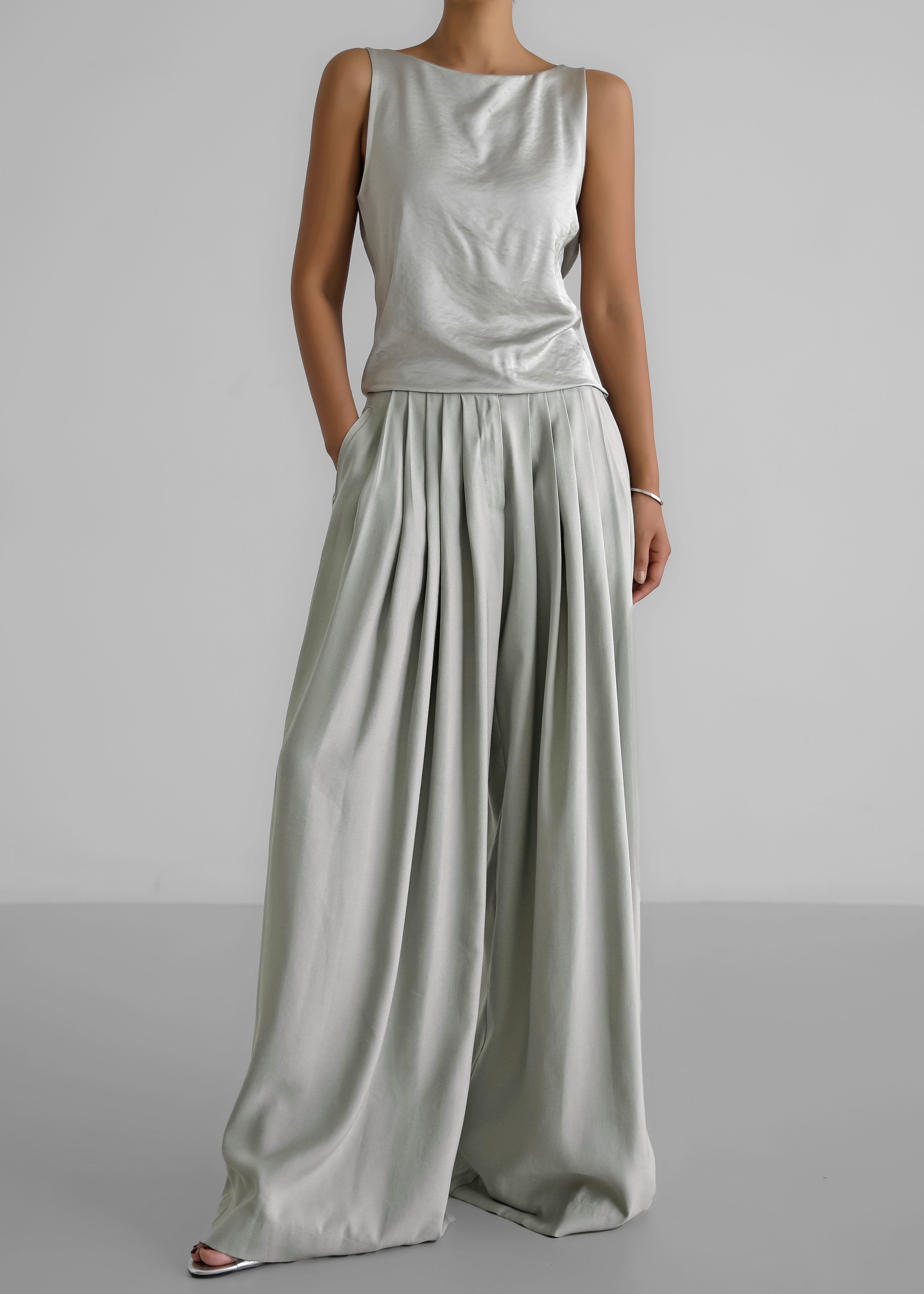 Sloane Wide Leg Trousers Grey The Frankie Shop