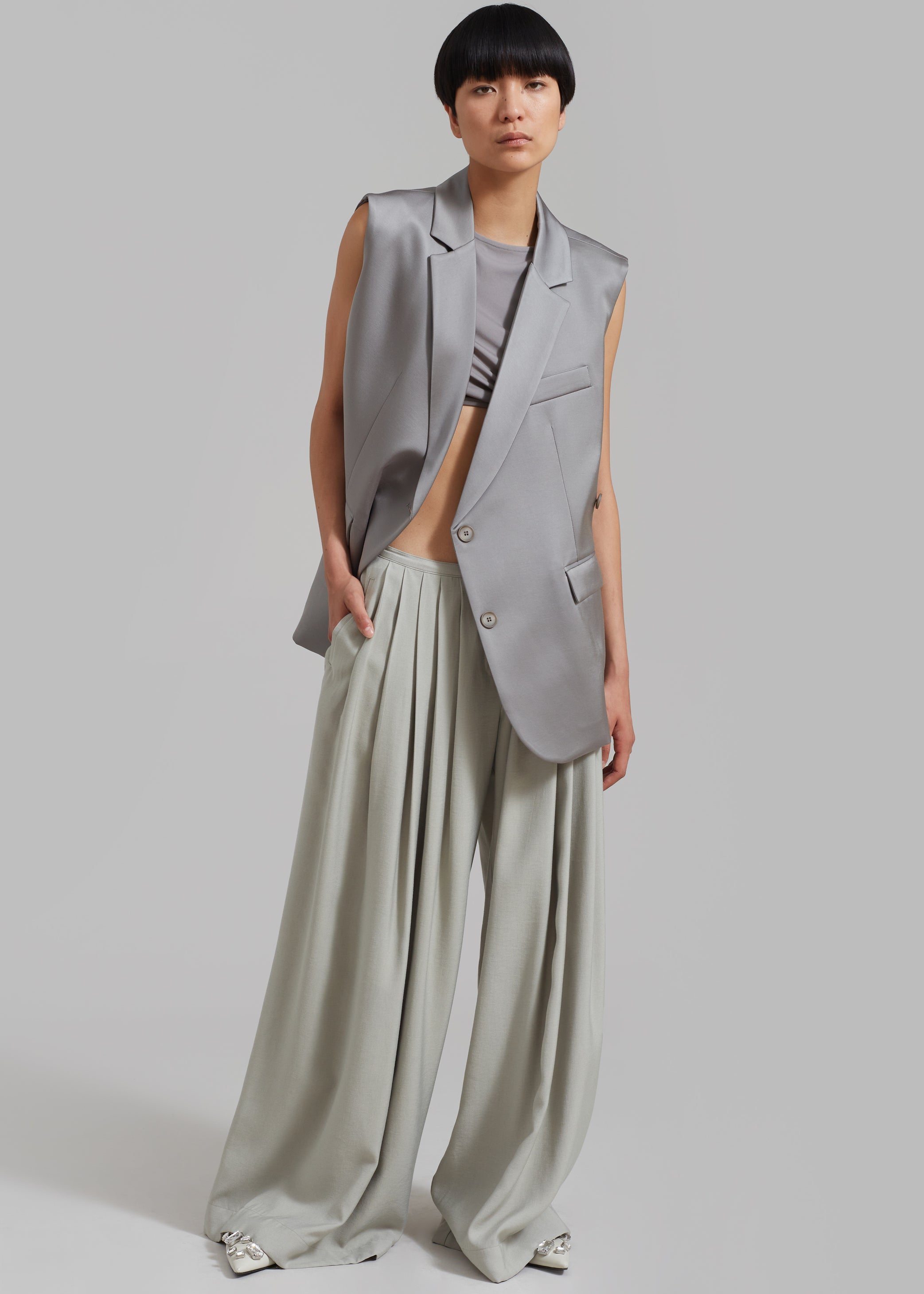 Shop the look image for Everly Satin Vest - Eucalyptus