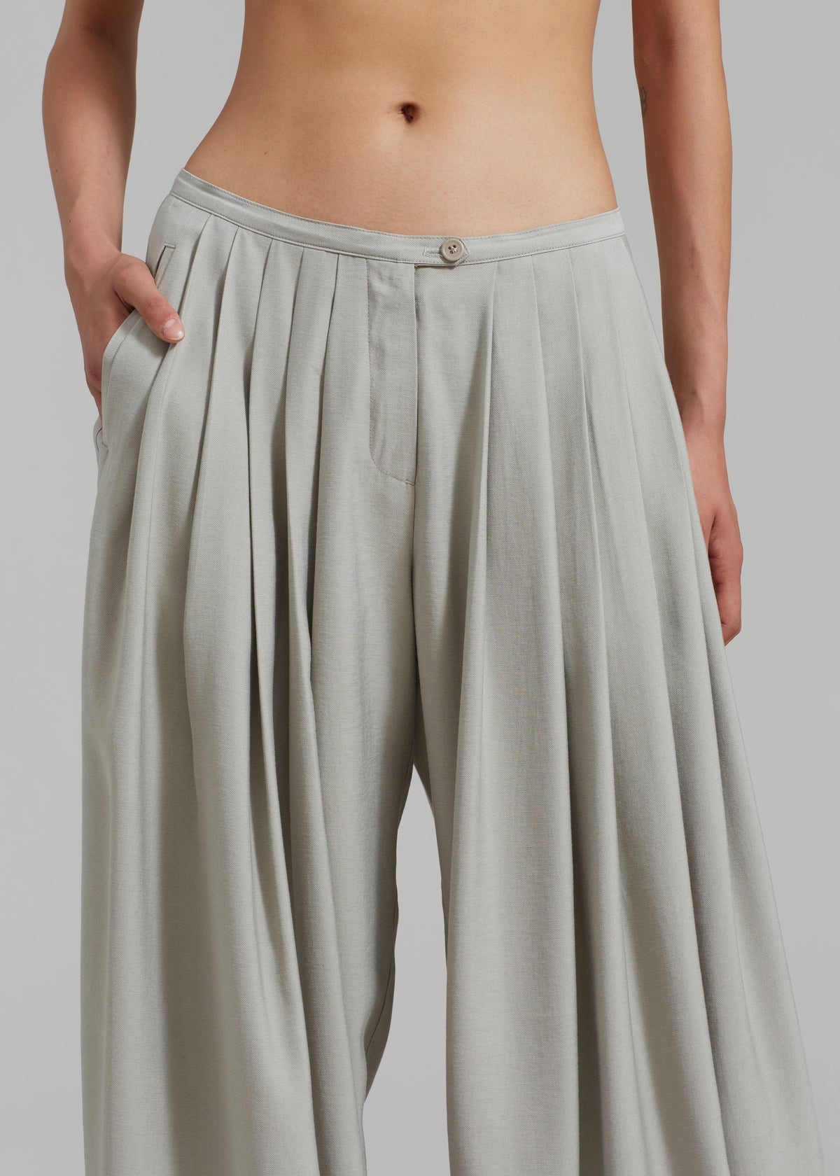 Sloane Wide Leg Trousers - Grey - 8