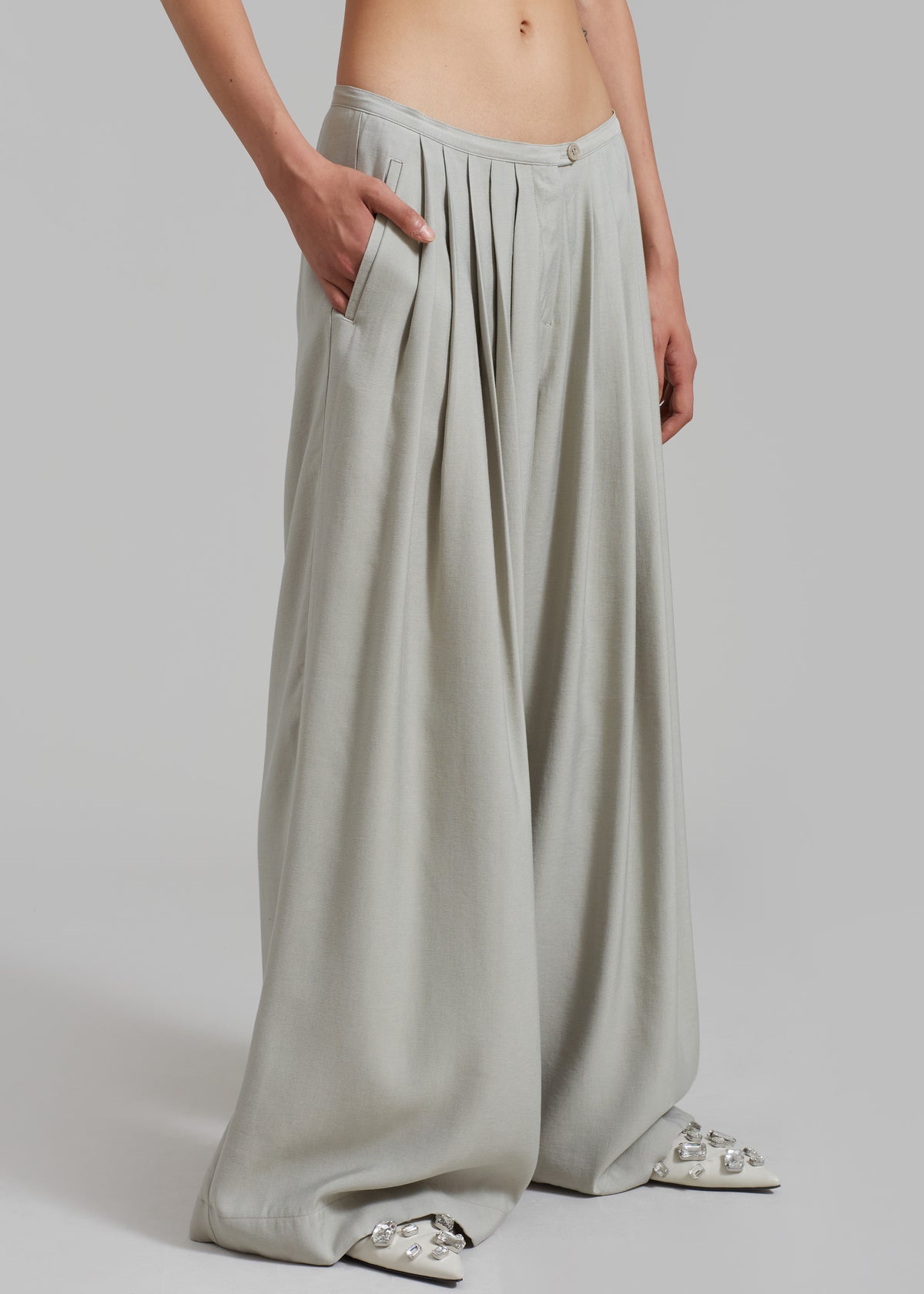 Sloane Wide Leg Trousers - Grey - 9
