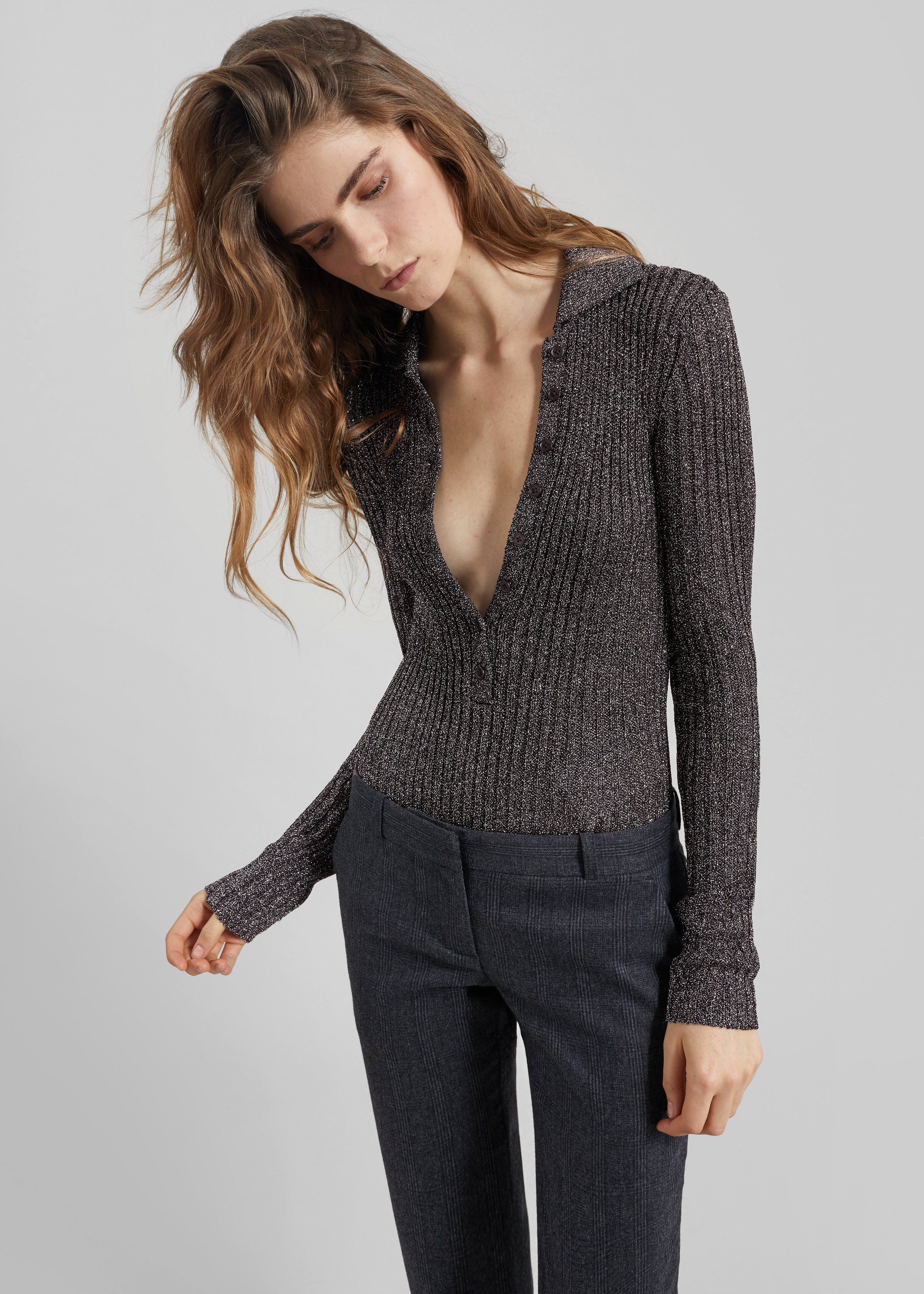 Solana Polo Bodysuit - Black Metallic - 7