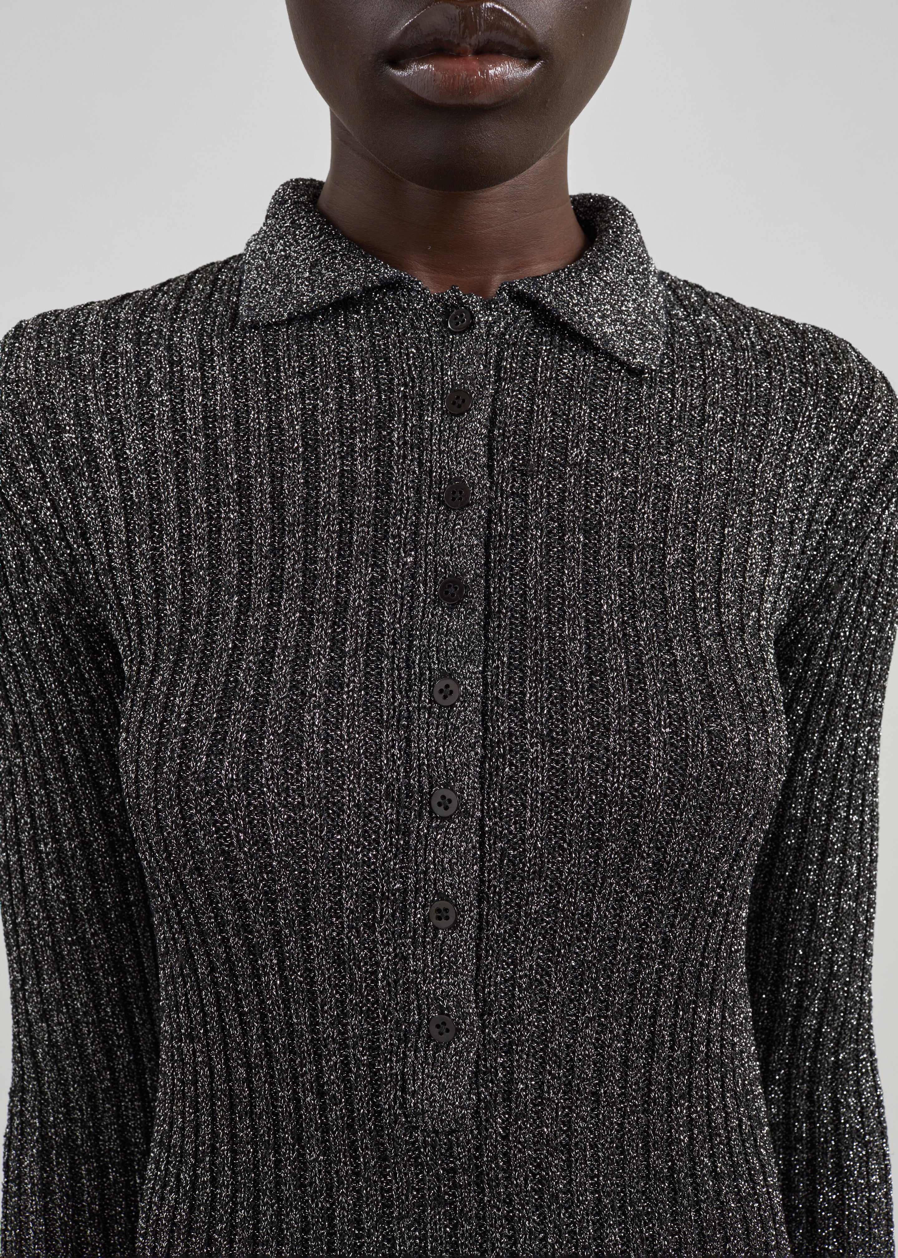 Solana Polo Bodysuit - Black Metallic - 4