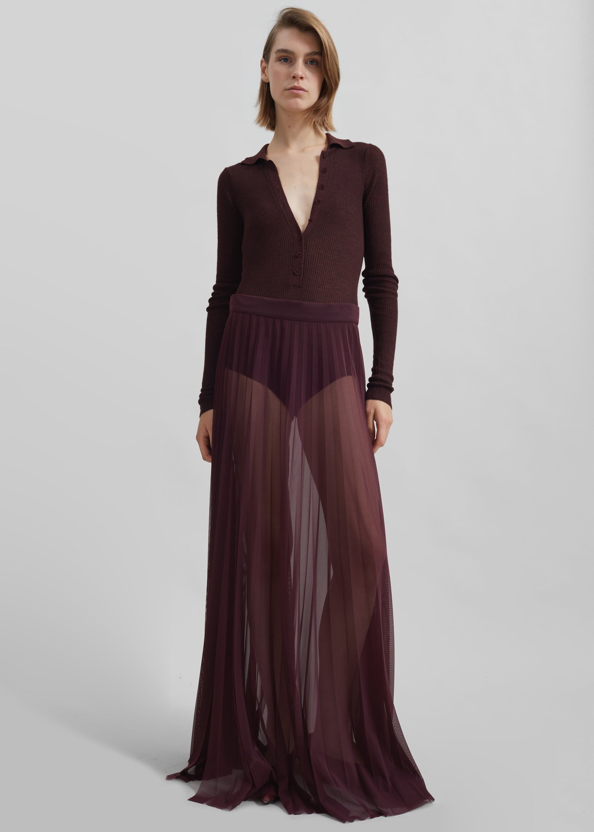 Shop the look image for Solana Polo Bodysuit - Burgundy