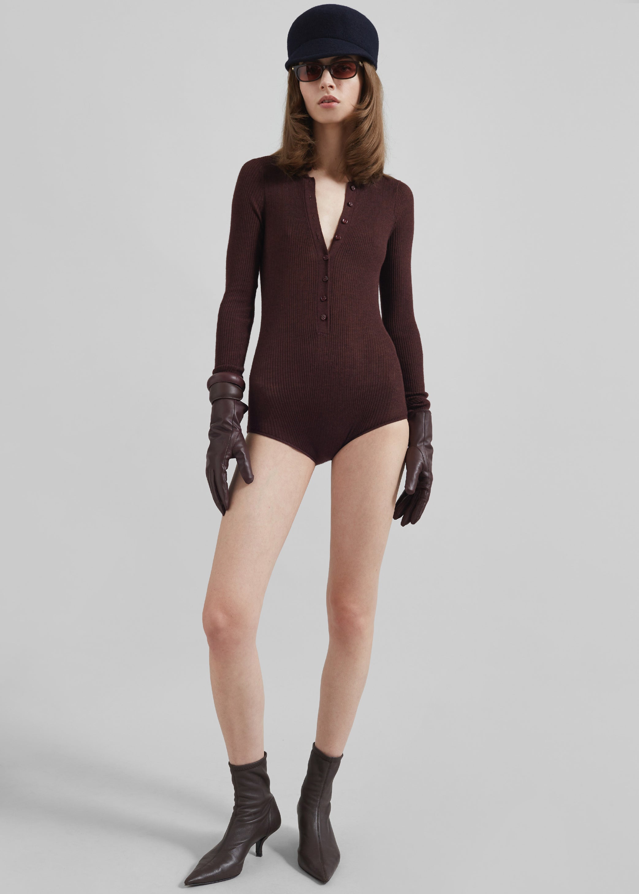 Shop the look image for Solana Polo Bodysuit - Burgundy