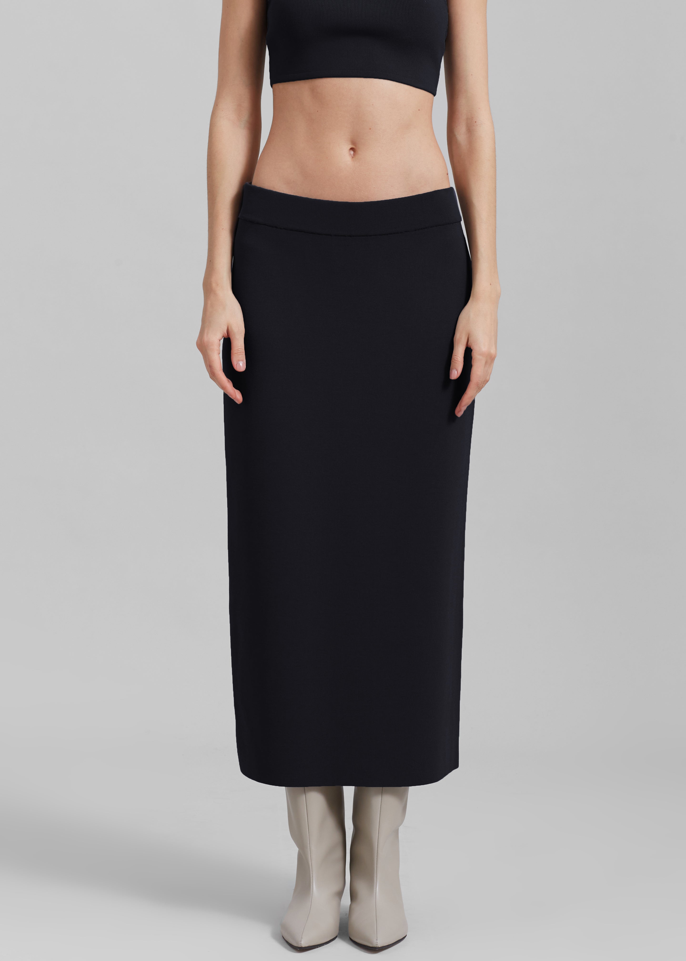Solange Knit Pencil Skirt - Black - 5