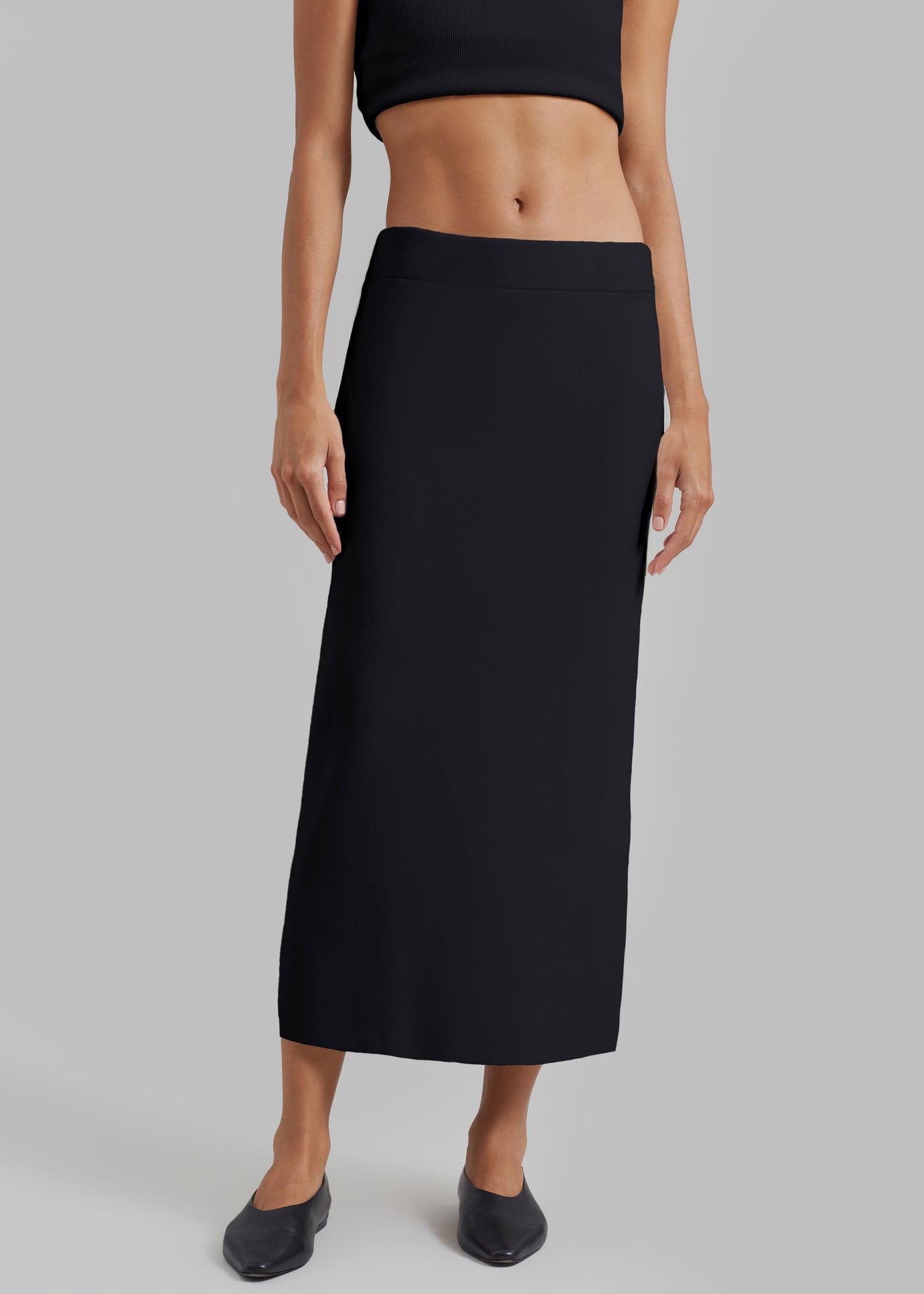 Solange Knit Pencil Skirt - Black - 1