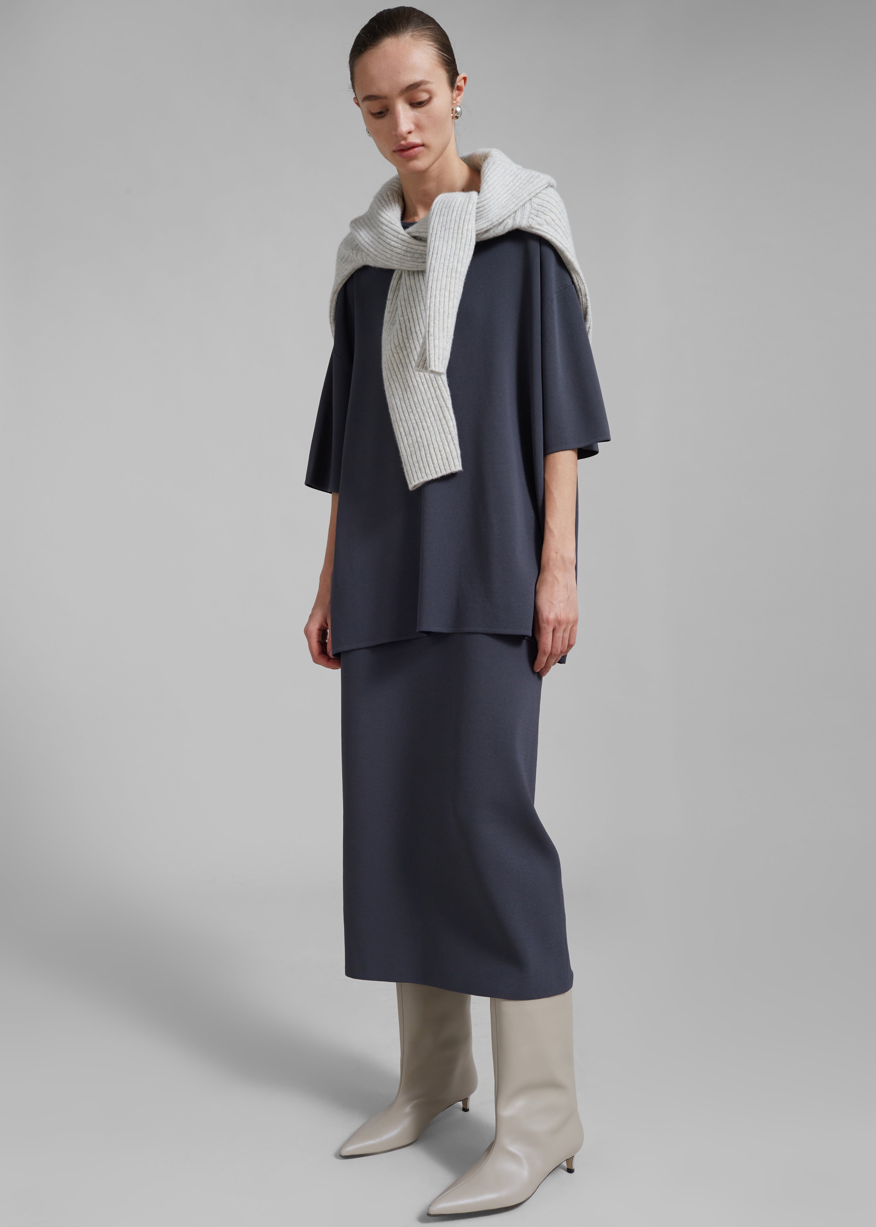 Solange Knit Pencil Skirt - Grey - 9