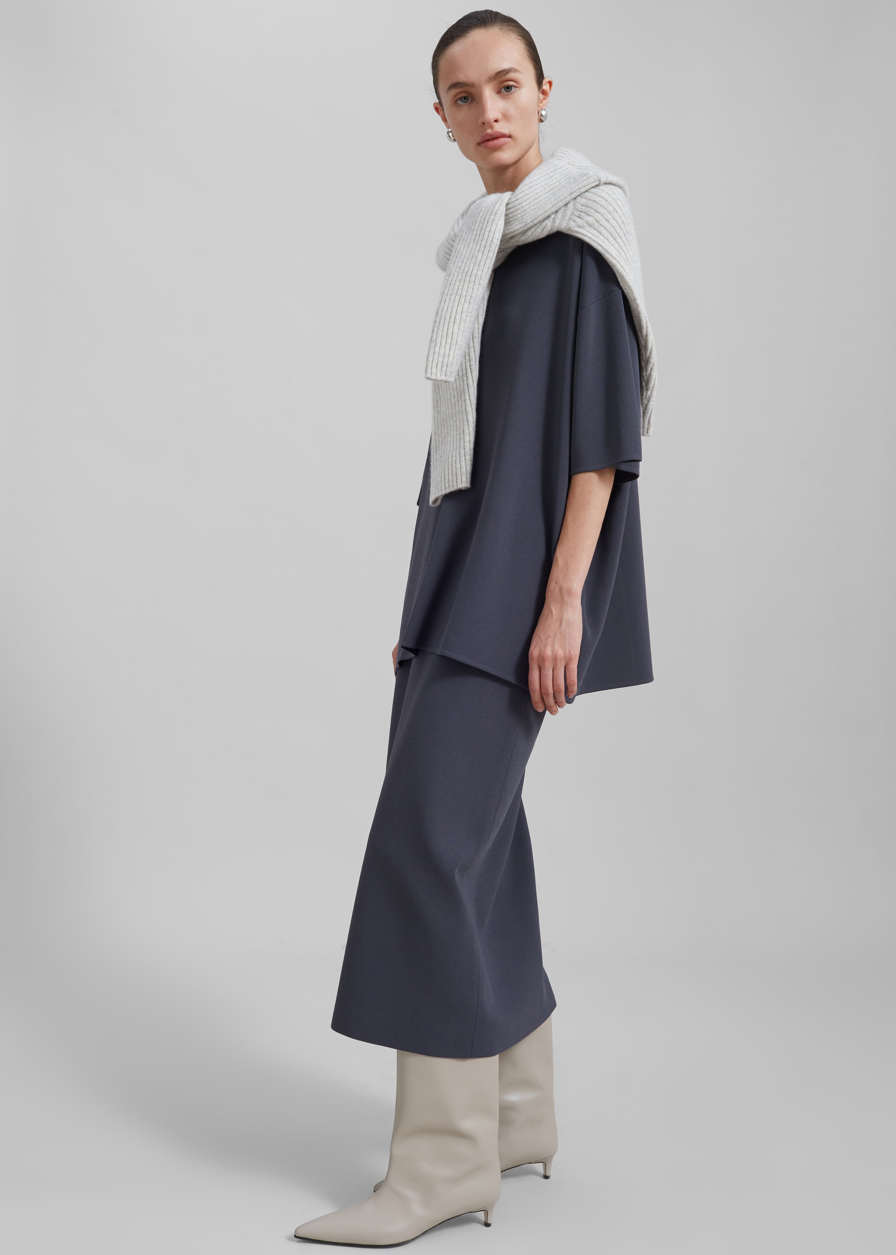 Solange Knit Pencil Skirt - Grey - 3