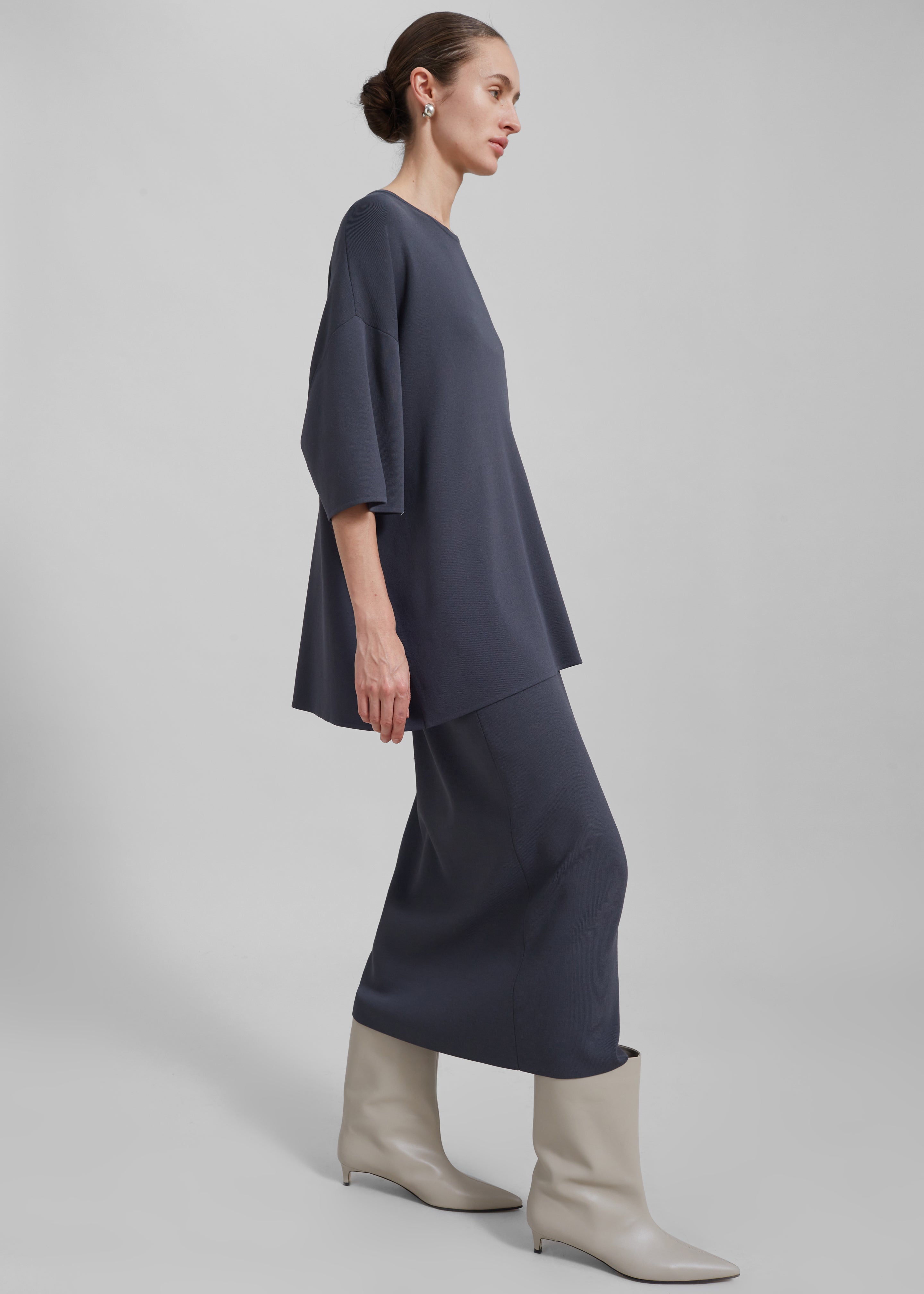 Solange Knit Pencil Skirt - Grey - 7