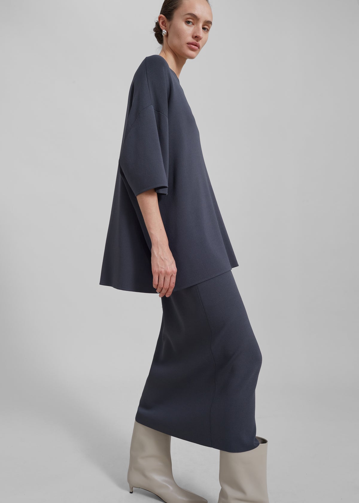 Solange Knit Pencil Skirt - Grey - 2