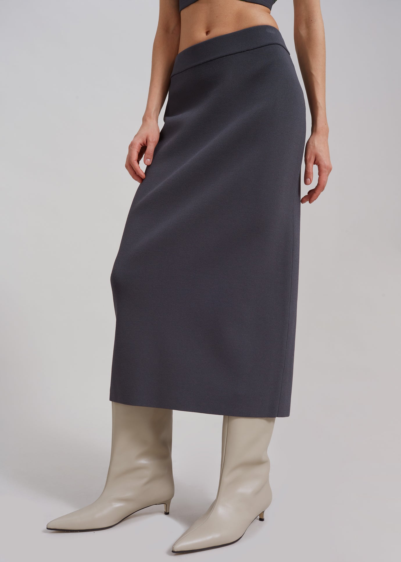Solange Knit Pencil Skirt - Grey - 1