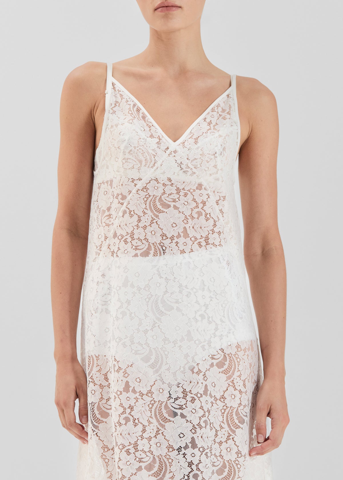 Solaqua Georgette Lace Dress - White - 5