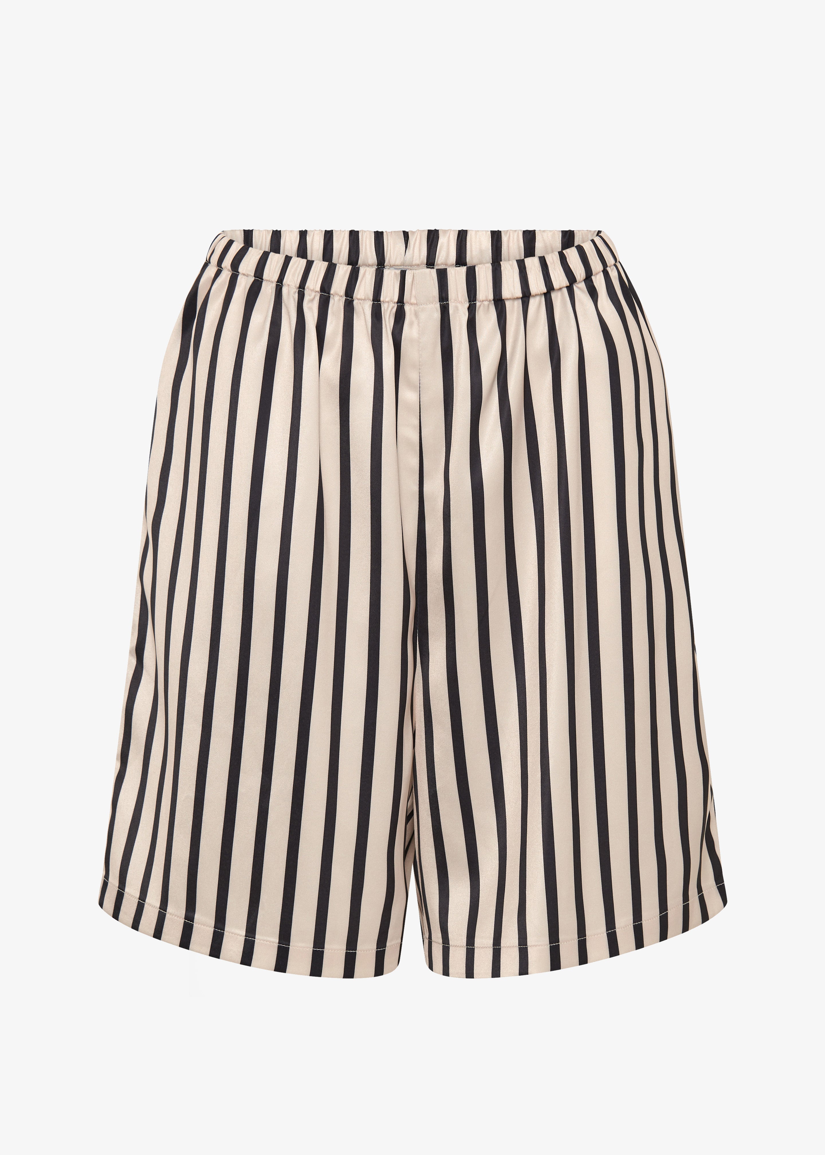 Solaqua Silk Shorts - Ecru with Black Stripes - 7