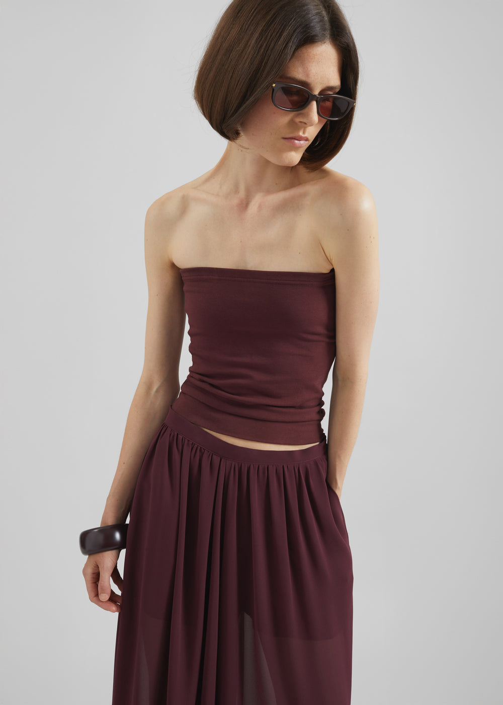 Solrae Tube Top - Burgundy