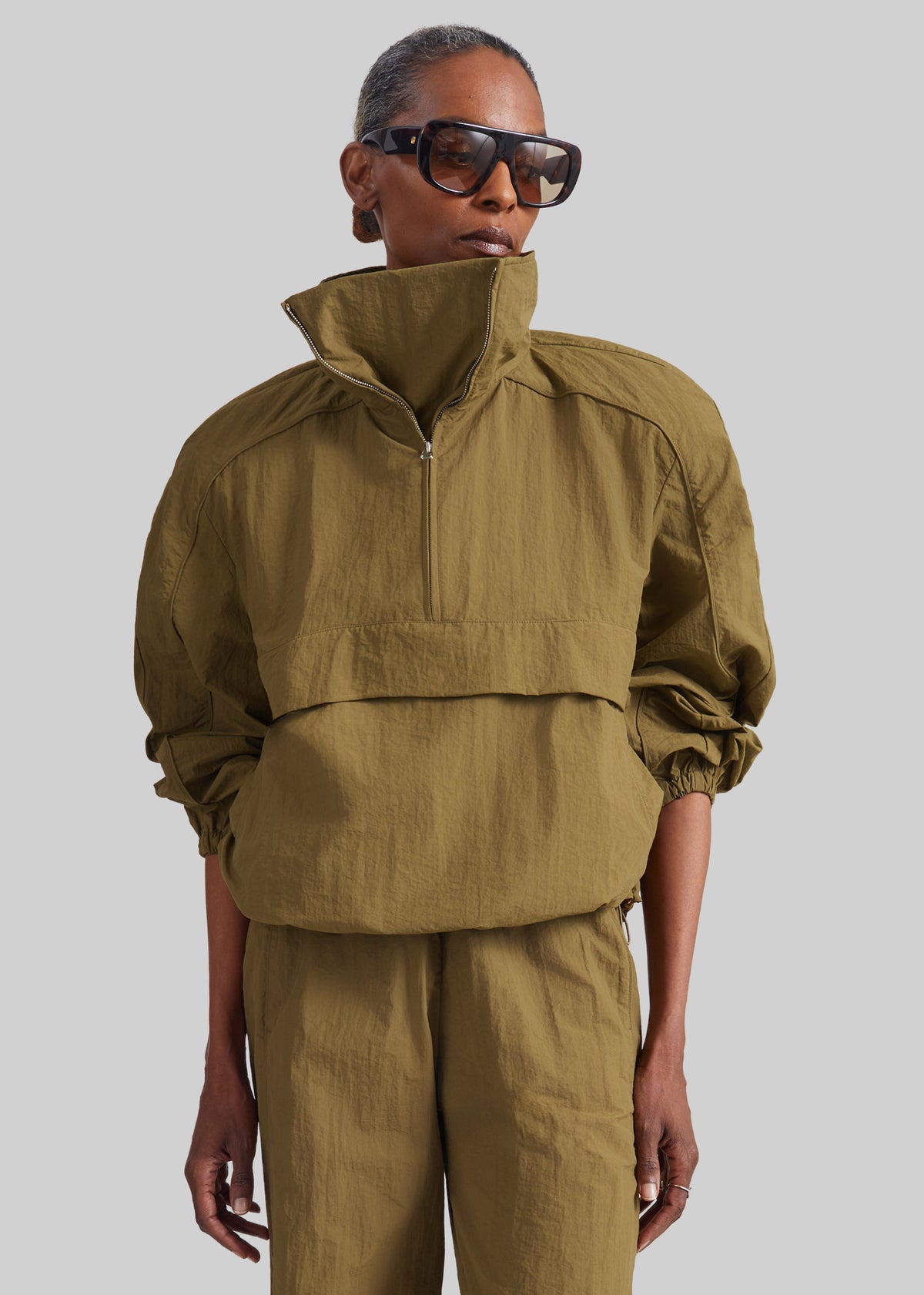 Sora Funnel Neck Anorak - Pale Olive