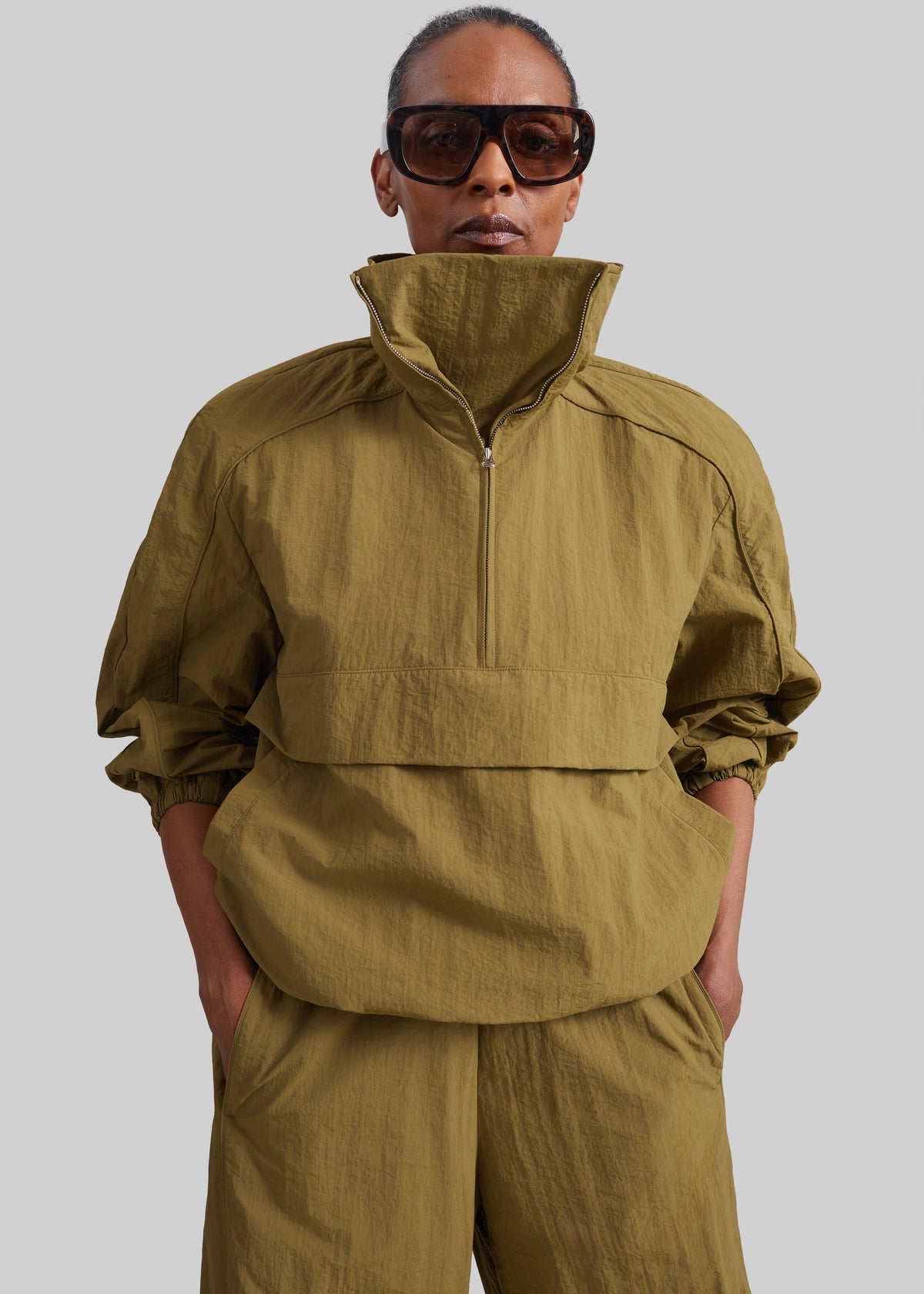 Sora Funnel Neck Anorak - Pale Olive
