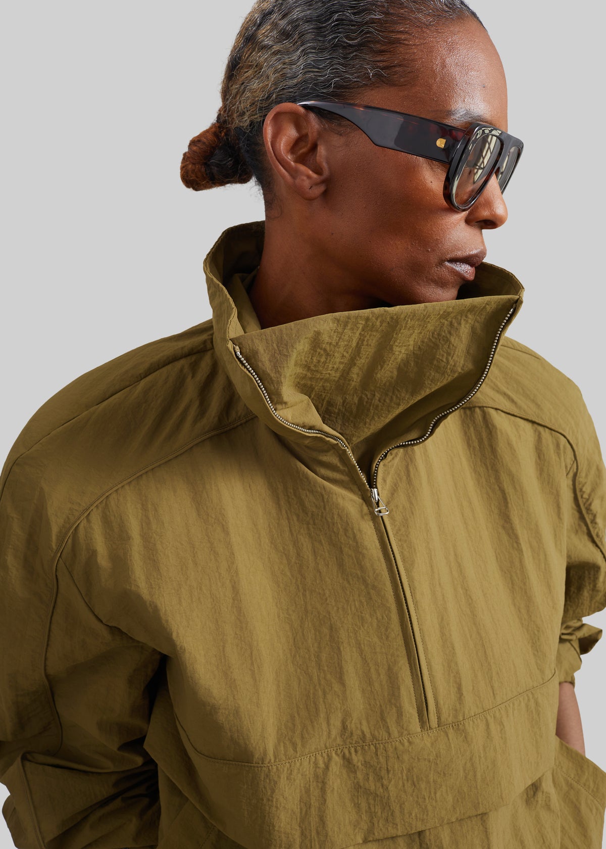 Sora Funnel Neck Anorak - Pale Olive