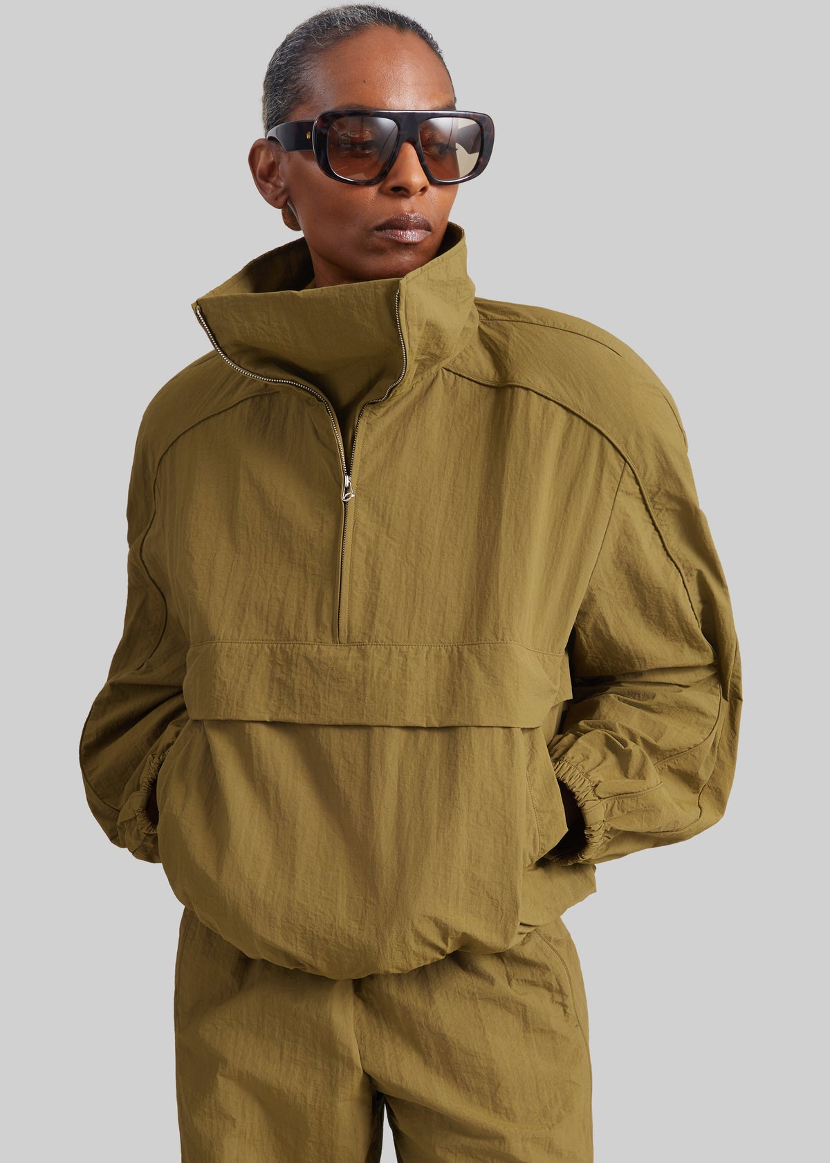 Sora Funnel Neck Anorak - Pale Olive
