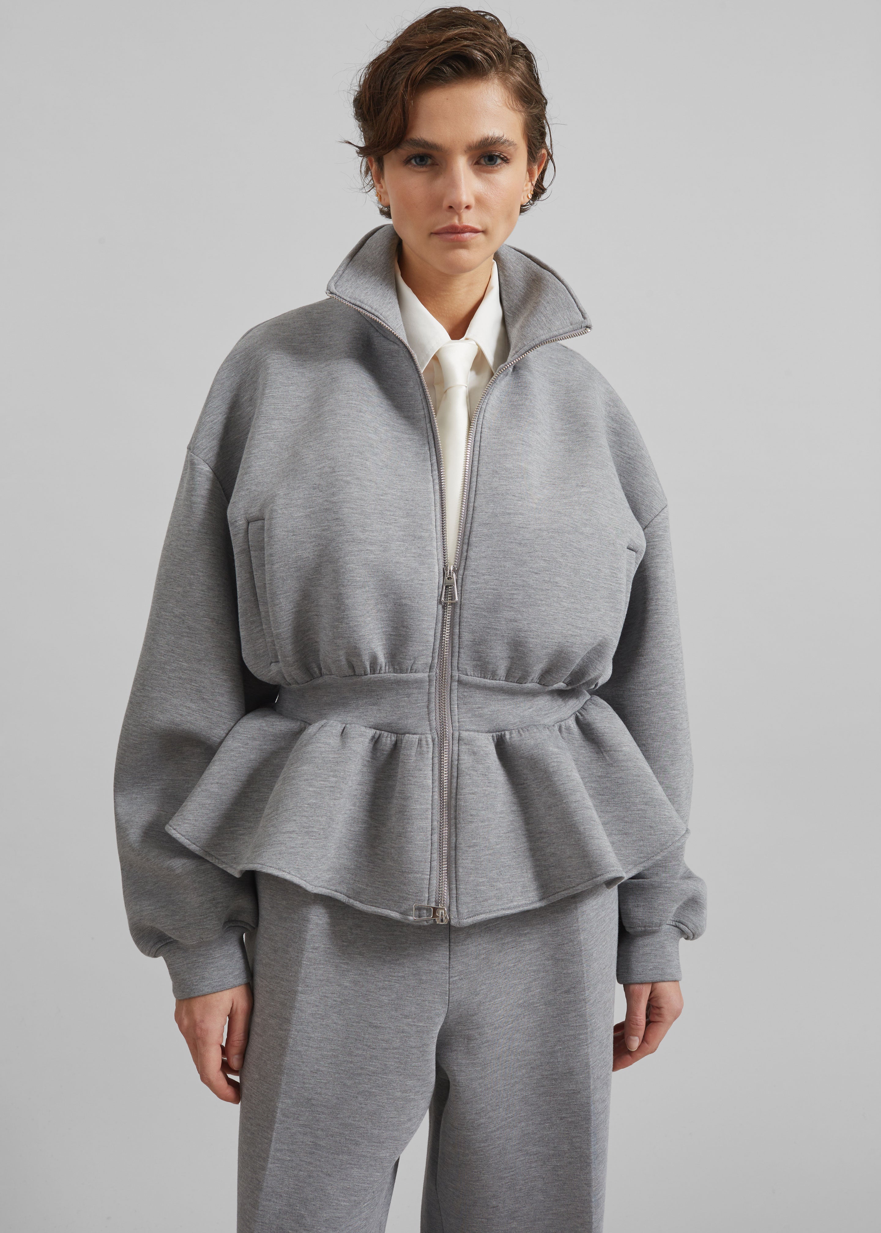 Sorelle Peplum Jacket - Grey – The Frankie Shop