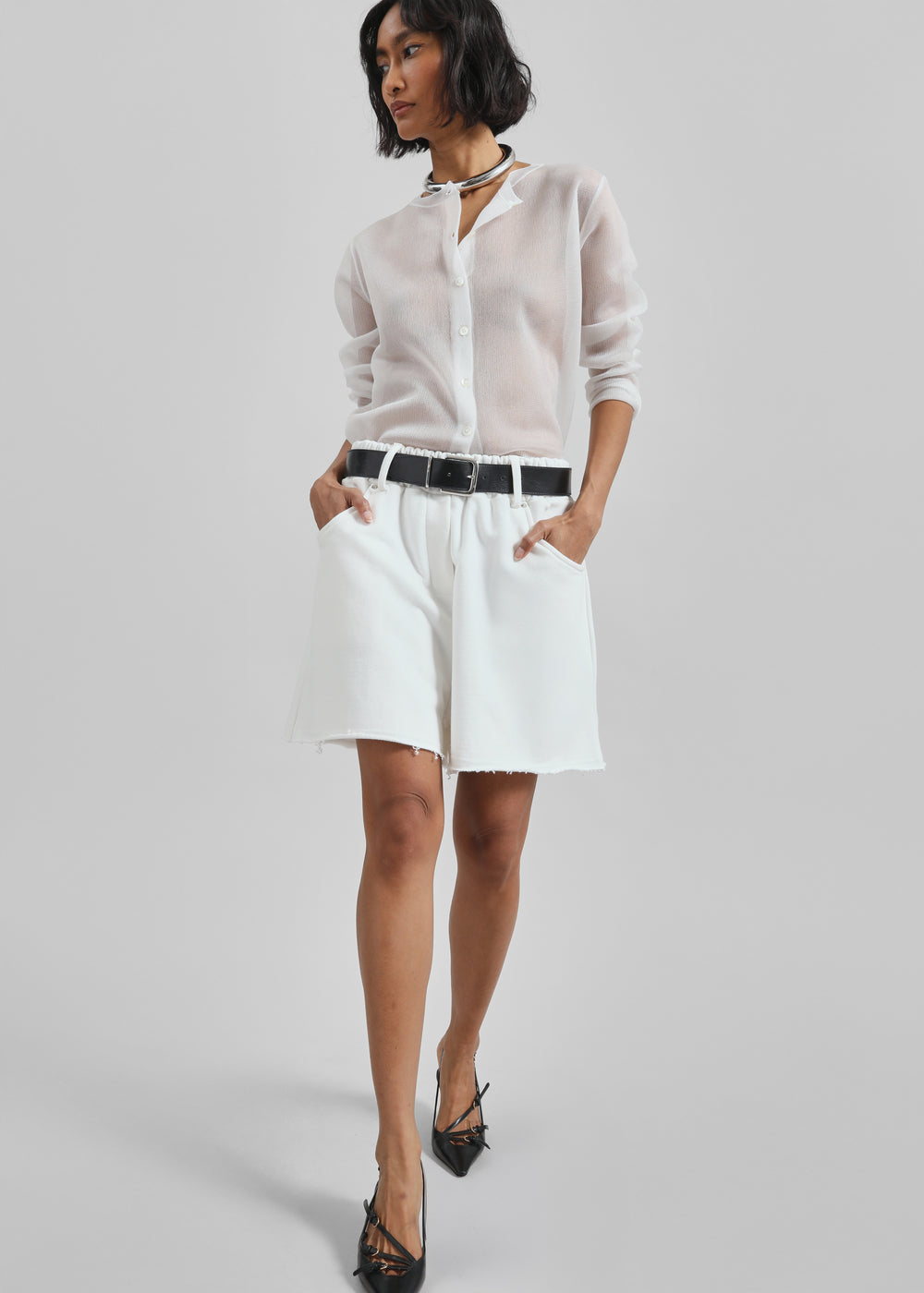 Soria Cotton Shorts - White