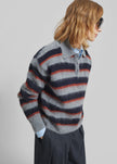 Sorlia Mohair Polo Sweater - Grey Multi Stripe