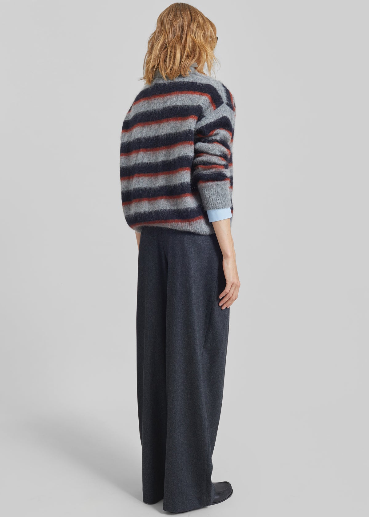 Sorlia Mohair Polo Sweater - Grey Multi Stripe - 6