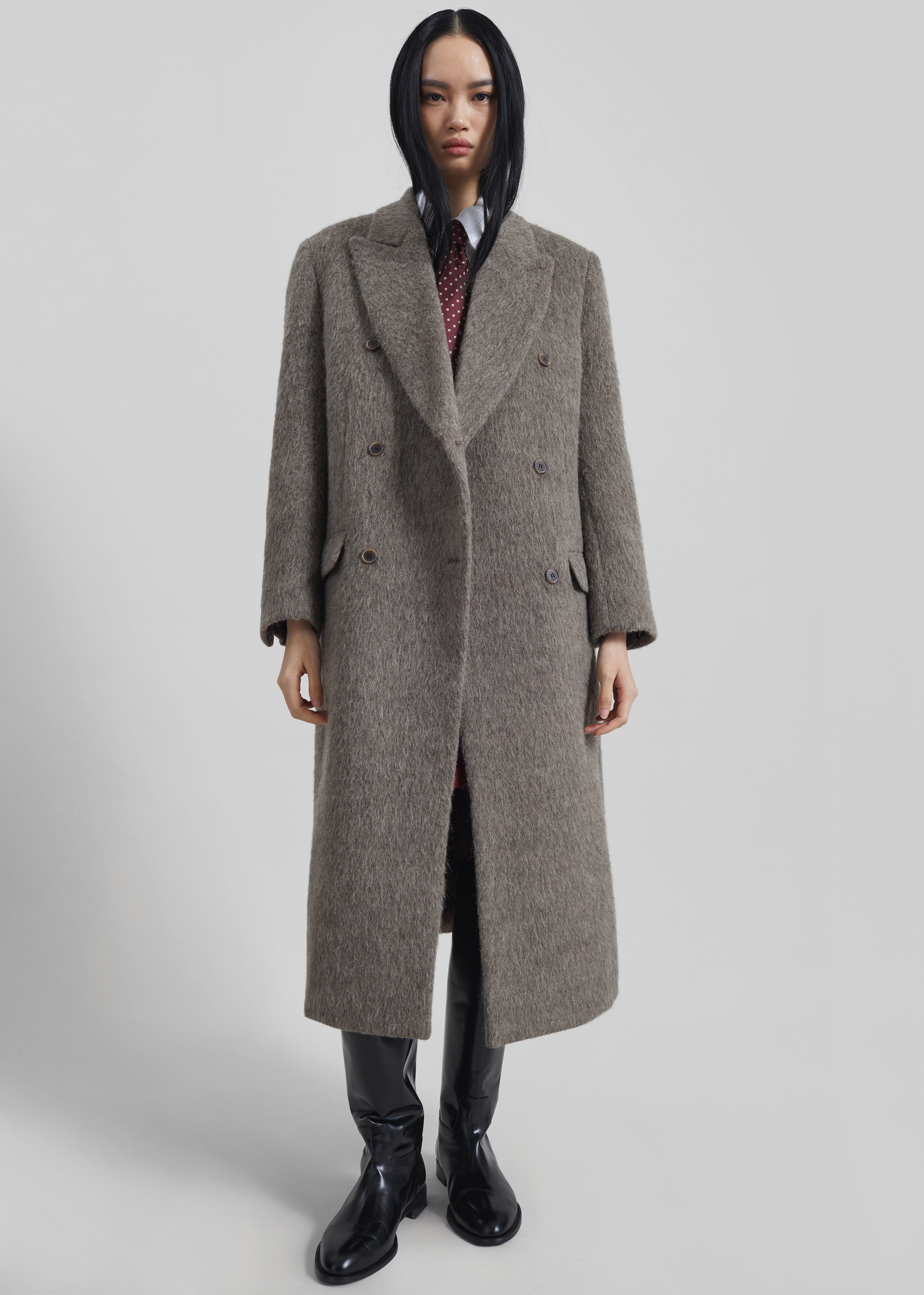 Sormark Brushed Wool Coat - Taupe - 5