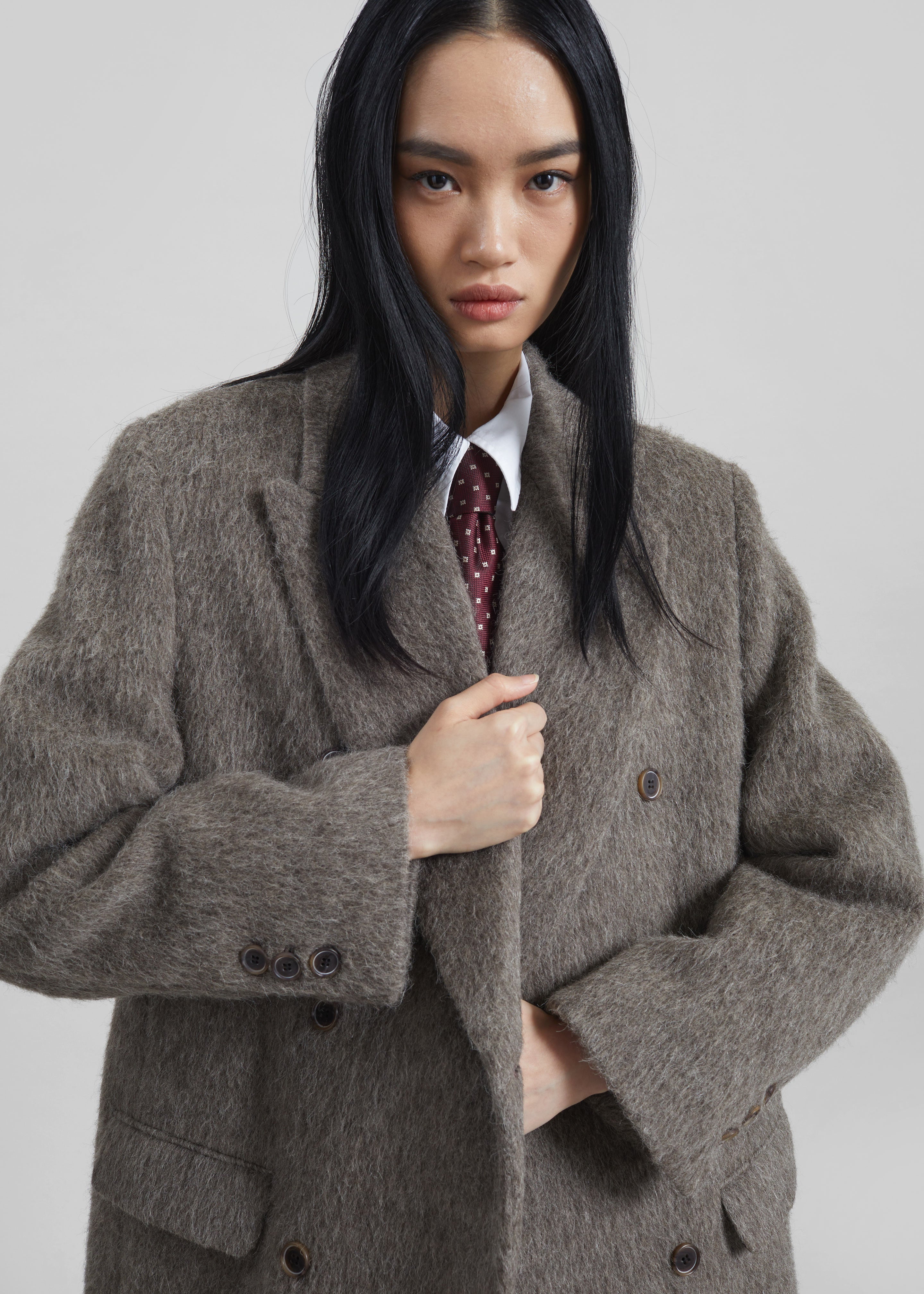 Sormark Brushed Wool Coat - Taupe - 3