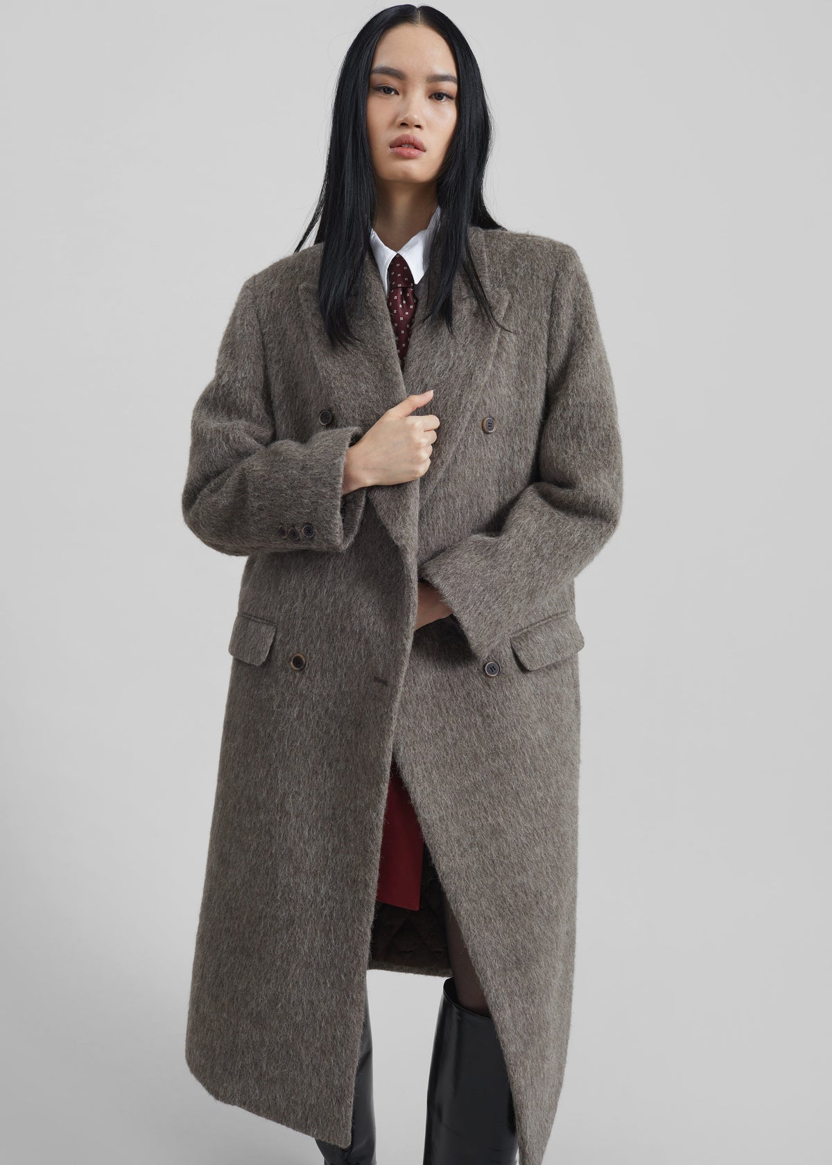 Sormark Brushed Wool Coat - Taupe - 2