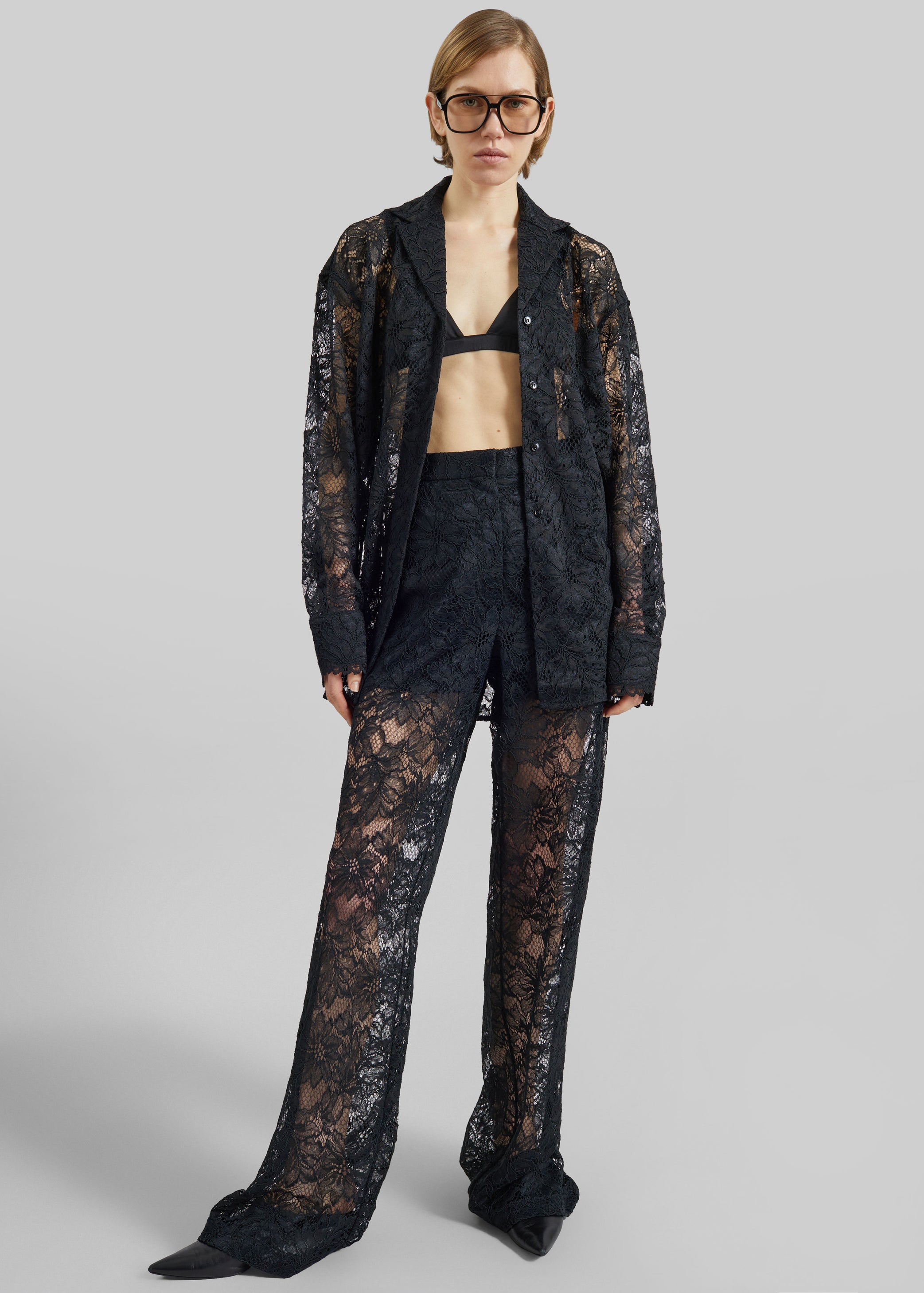 Shop the look image for Sportmax Cachi Floral Lace Shirt - Black