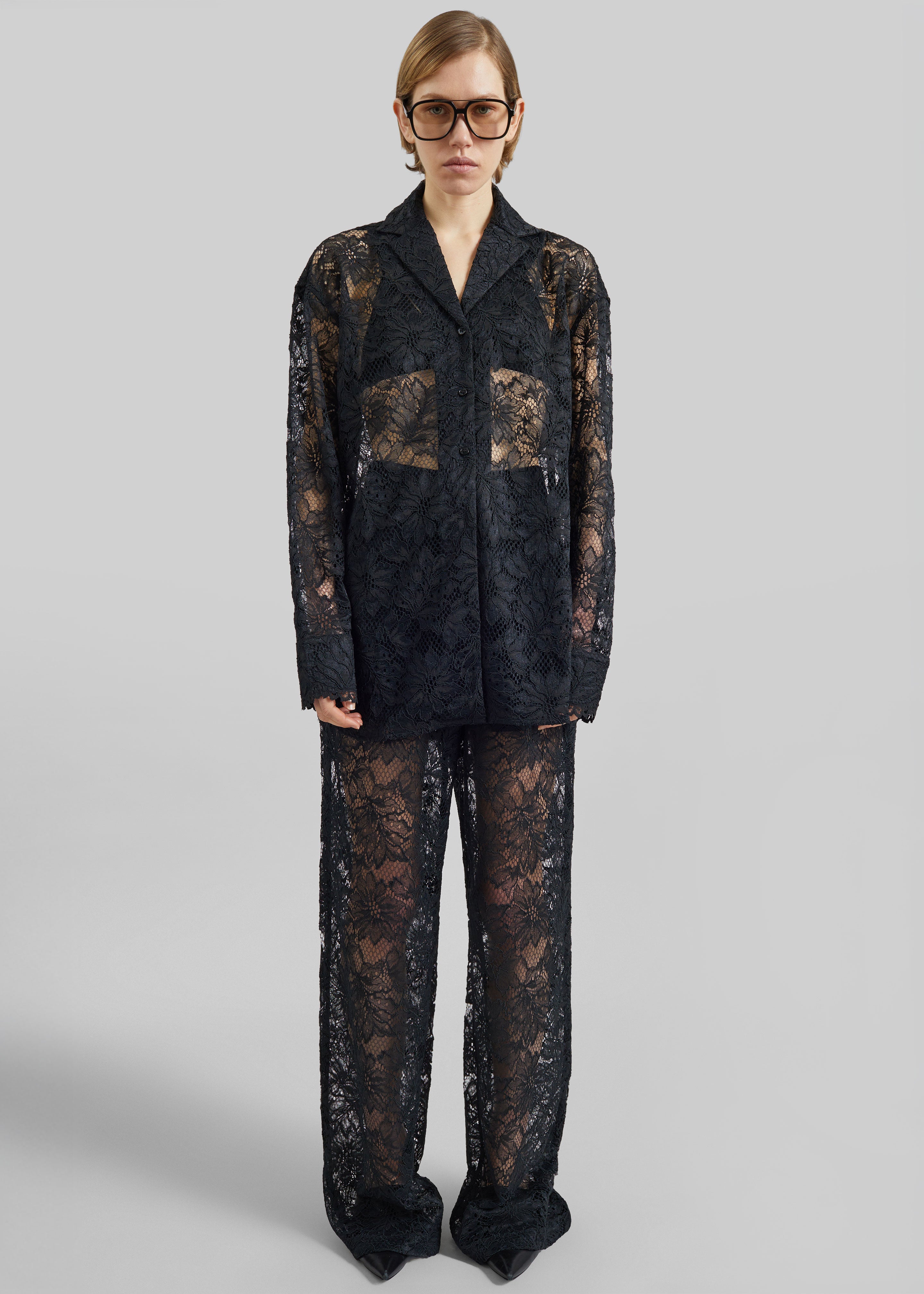 Sportmax Cachi Floral Lace Shirt - Black - 3