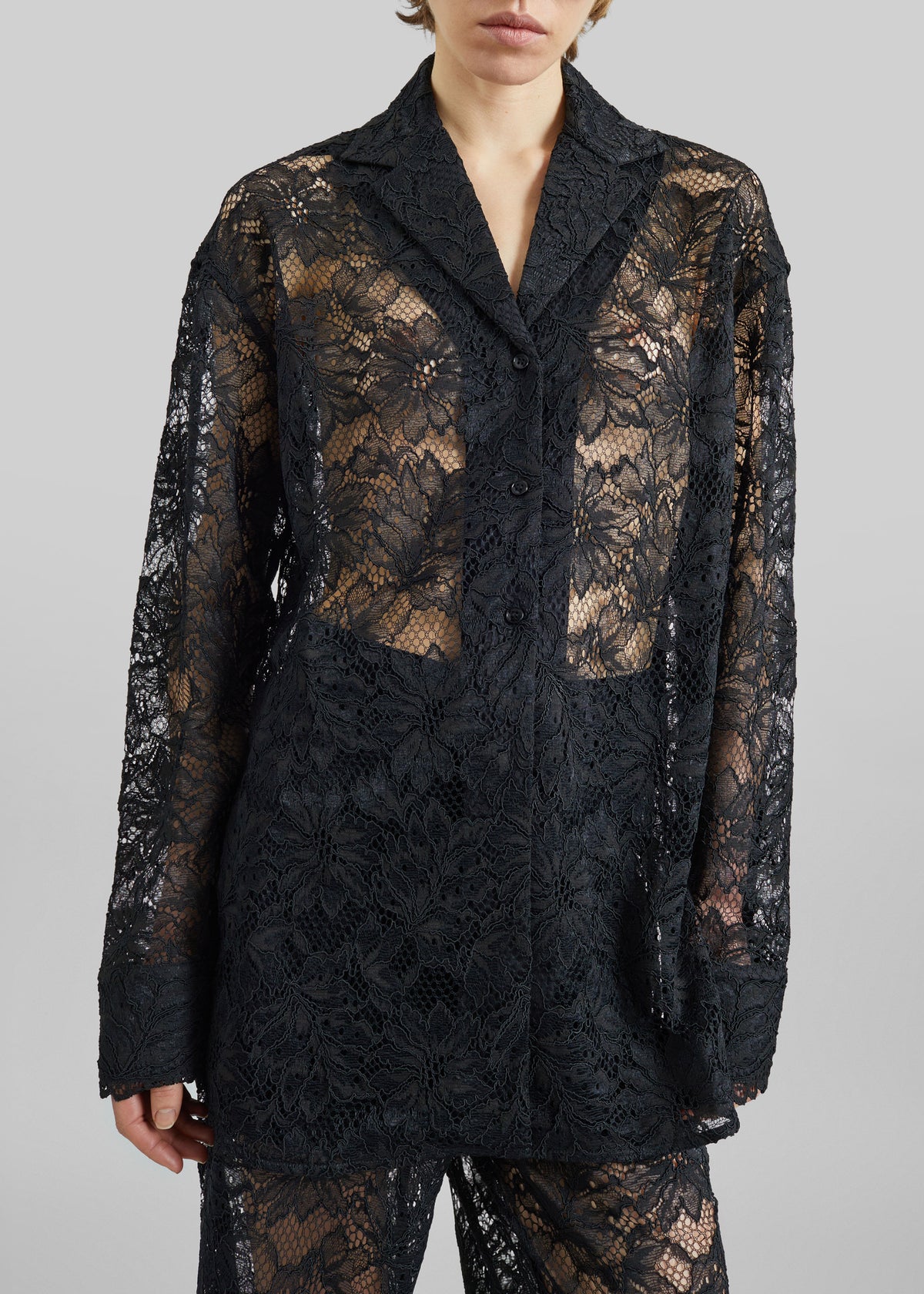 Sportmax Cachi Floral Lace Shirt - Black - 4