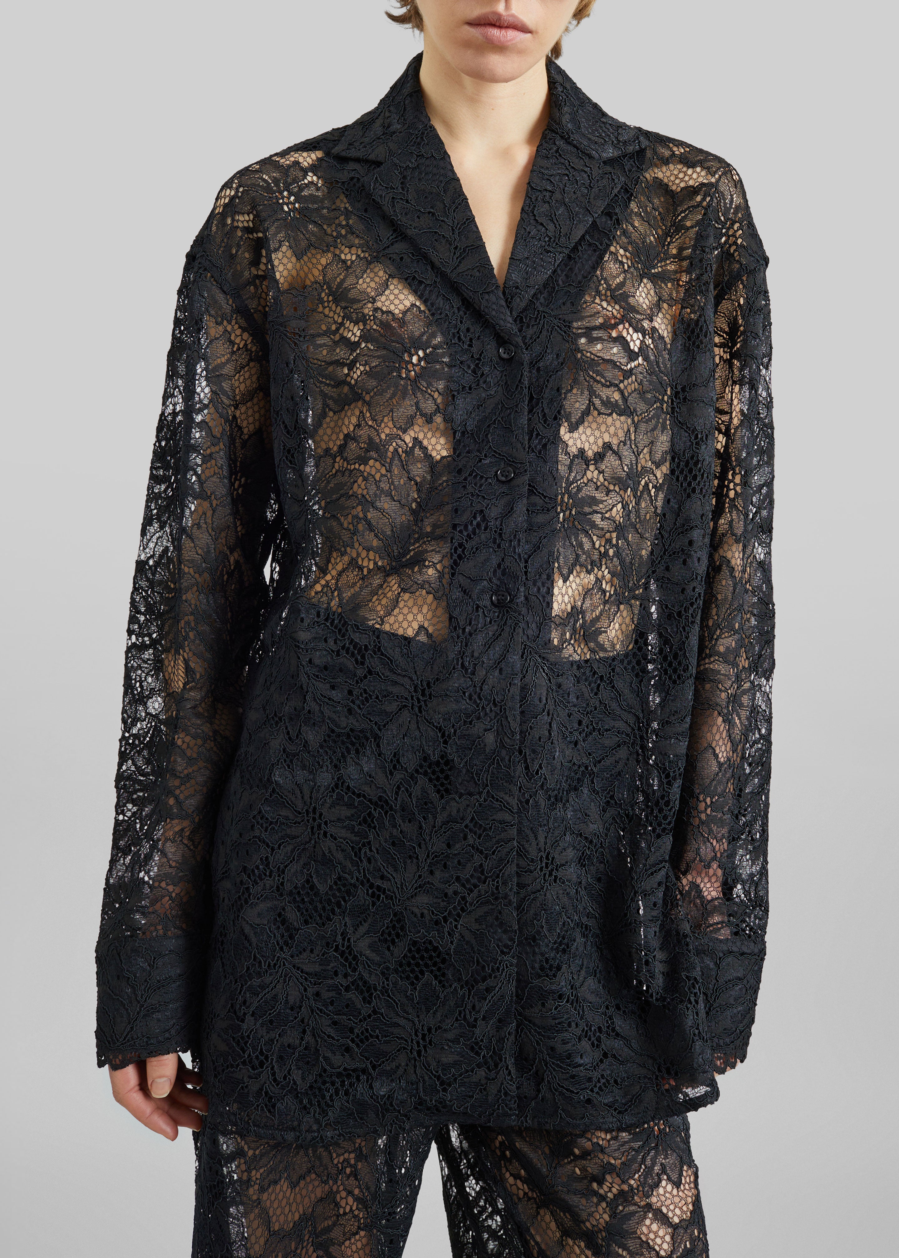 Sportmax Cachi Floral Lace Shirt - Black - 4