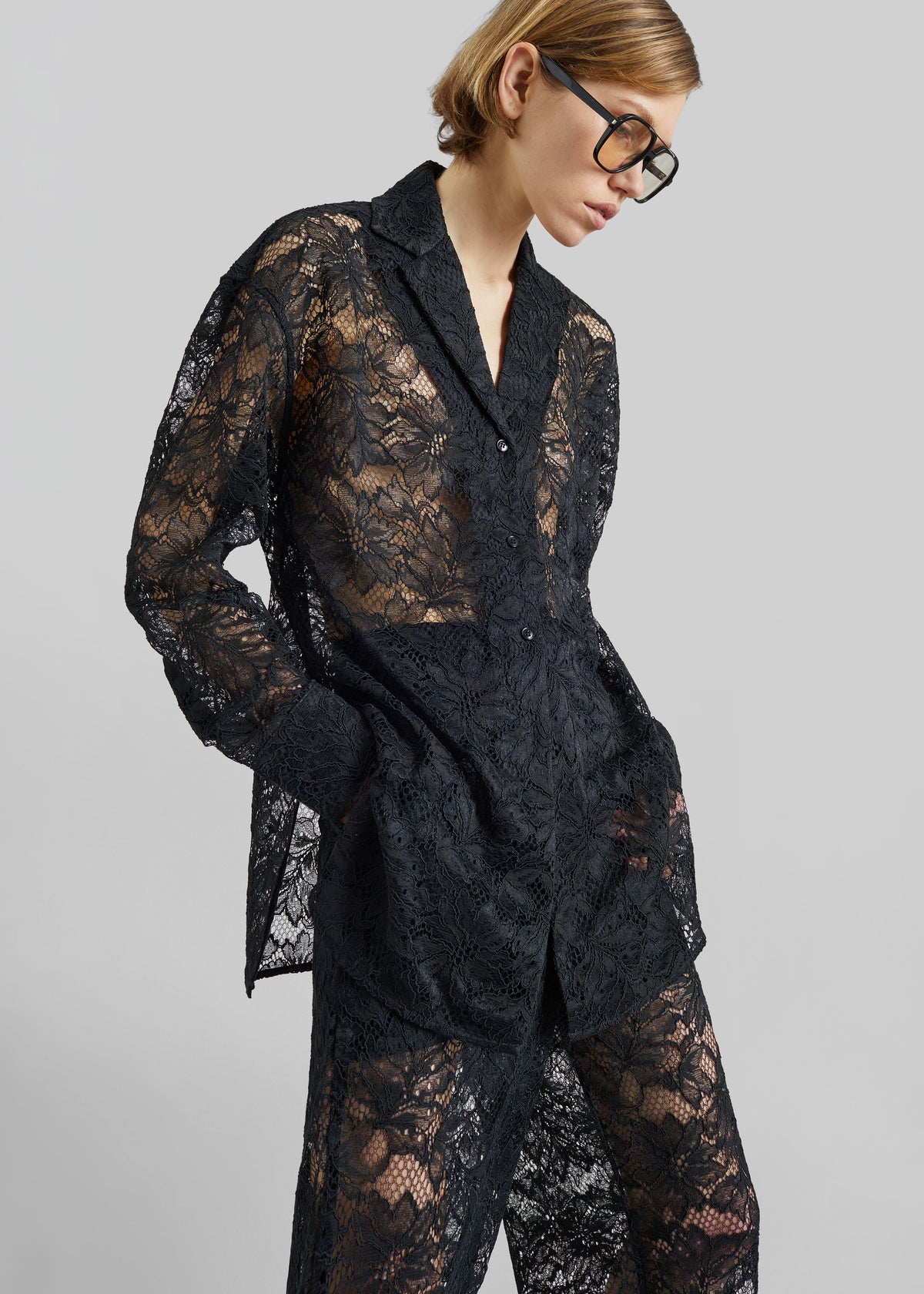 Sportmax Cachi Floral Lace Shirt - Black - 1